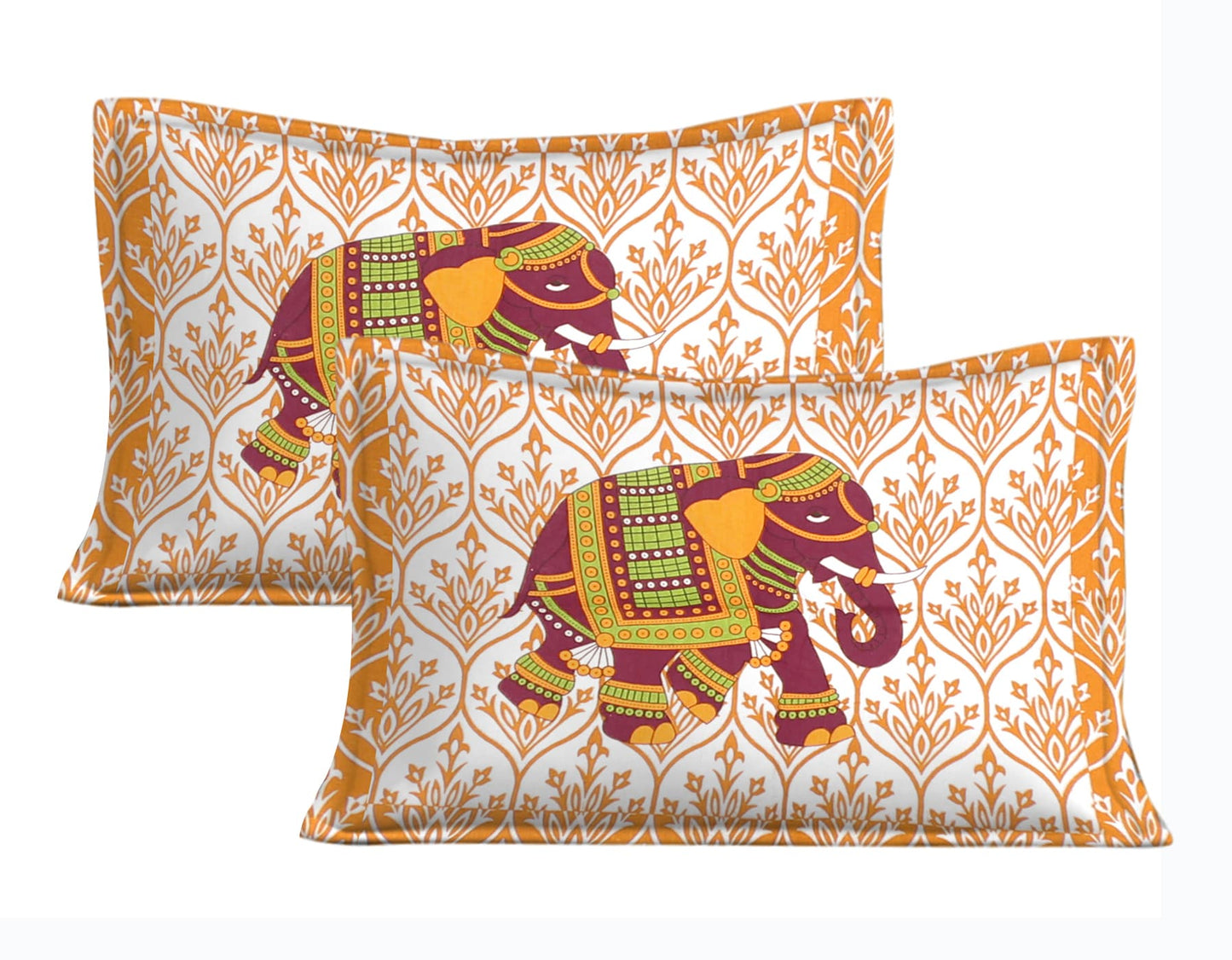 Cotton Double Jaipuri Prints Flat Bedsheet  With 2 Pillow Cover