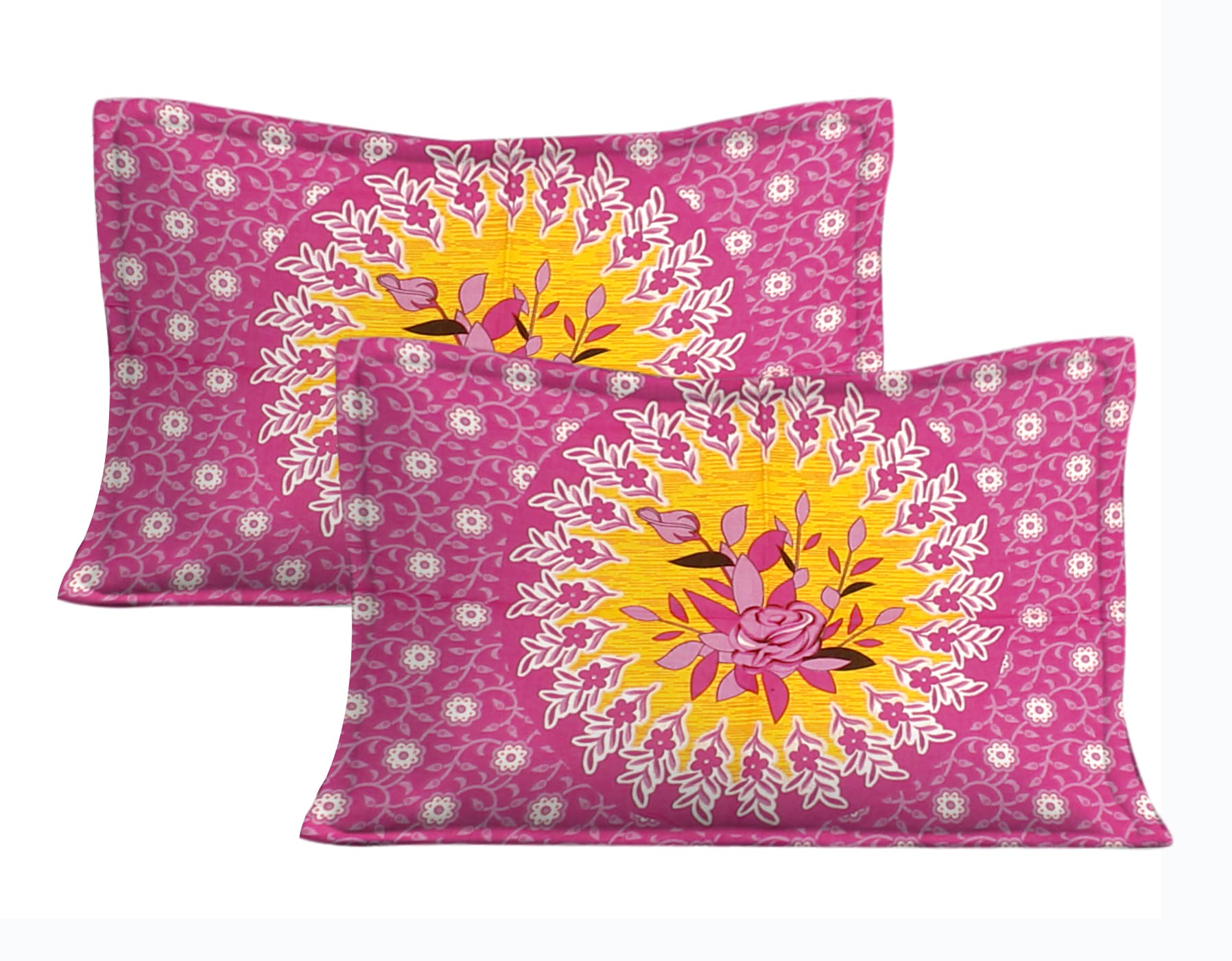 Cotton Double Jaipuri Prints Flat Bedsheet  With 2 Pillow Cover
