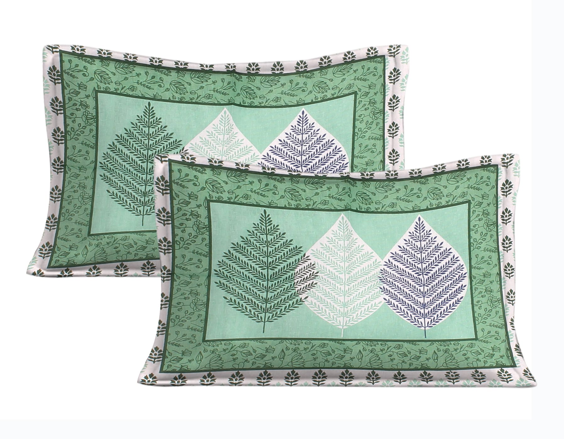 Cotton Double Jaipuri Prints Flat Bedsheet  With 2 Pillow Cover