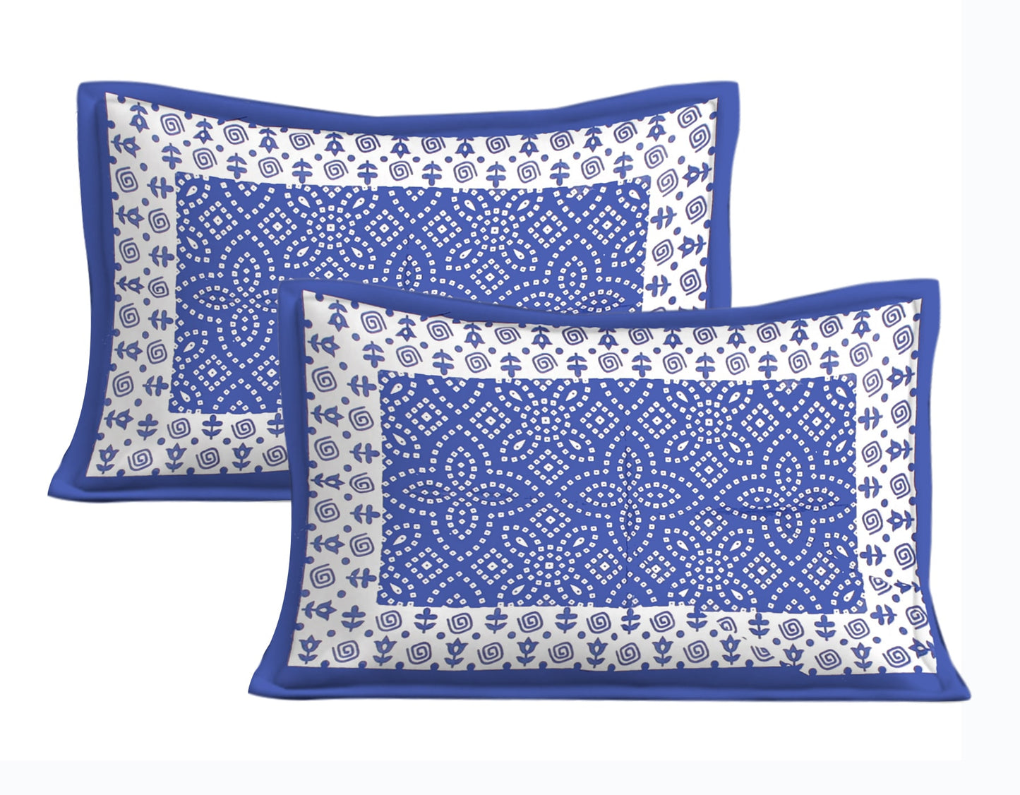 Cotton Double Jaipuri Prints Flat Bedsheet  With 2 Pillow Cover