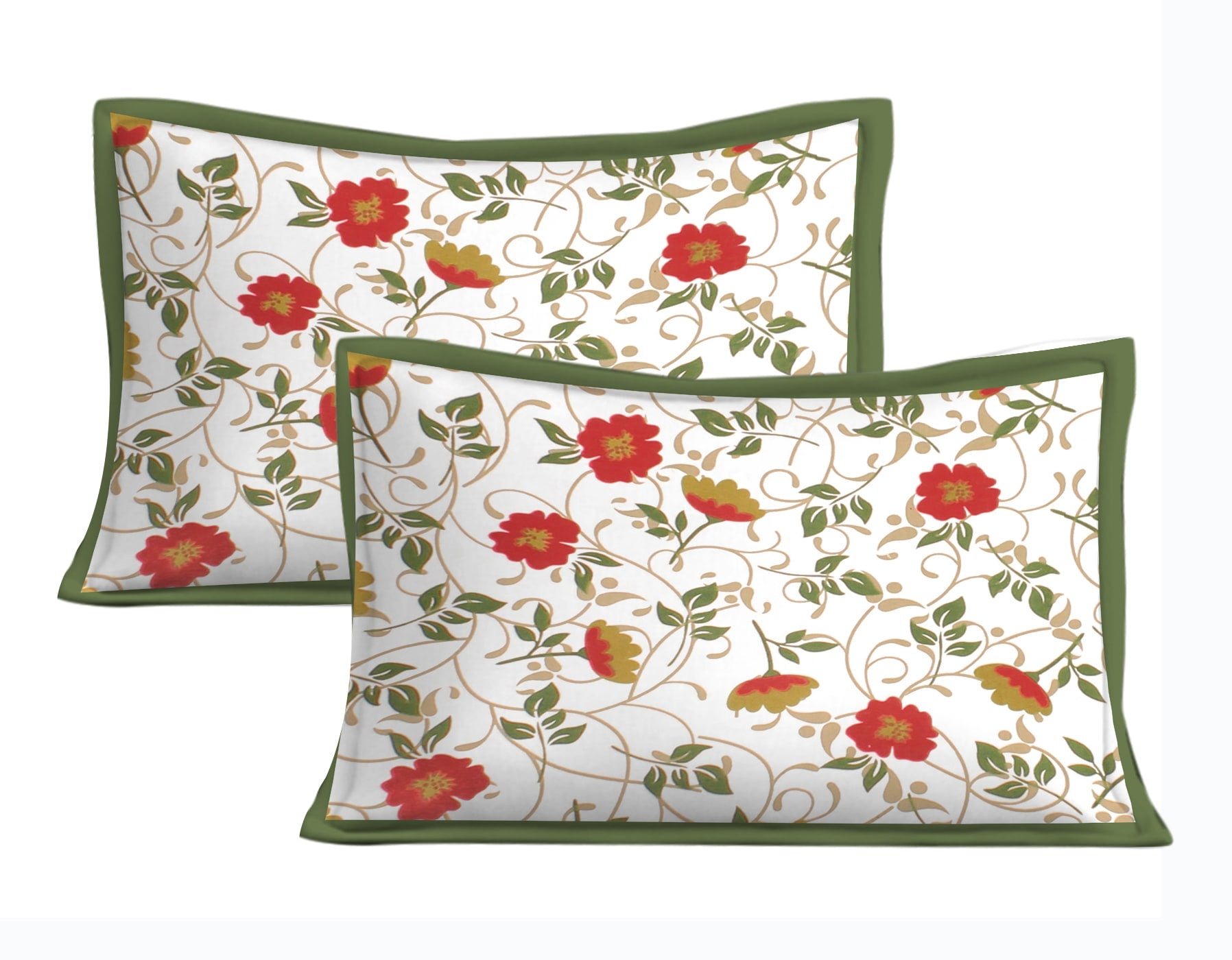 Cotton Double Jaipuri Prints Flat Bedsheet  With 2 Pillow Cover