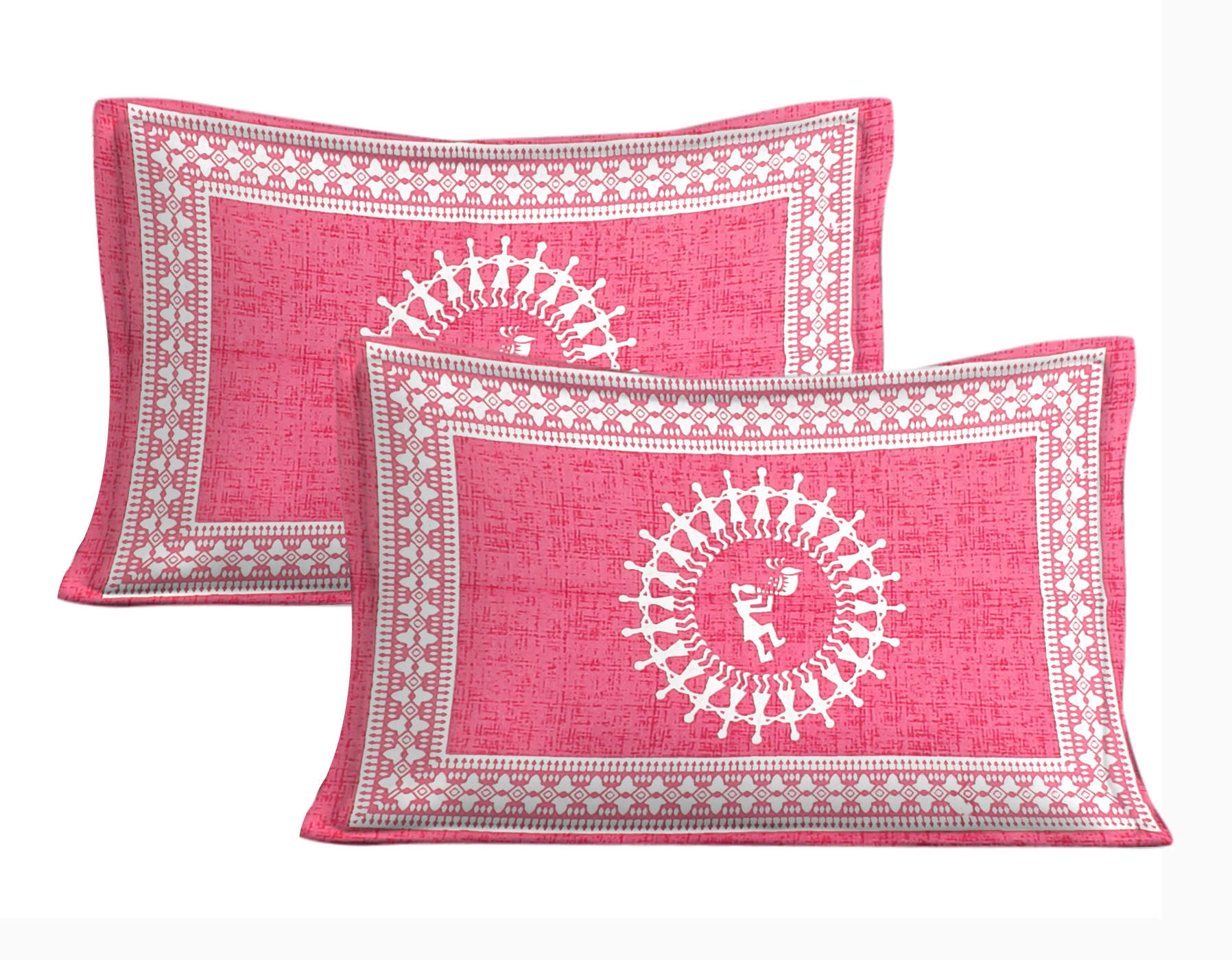 Cotton Double Jaipuri Prints Flat Bedsheet  With 2 Pillow Cover