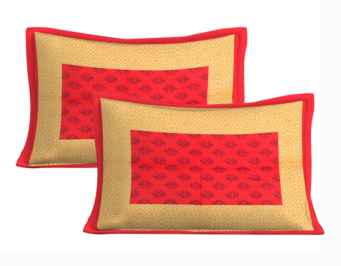 Cotton Double Jaipuri Prints Flat Bedsheet  With 2 Pillow Cover