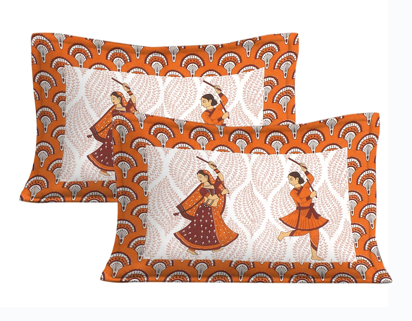 Cotton Double Jaipuri Prints Flat Bedsheet  With 2 Pillow Cover