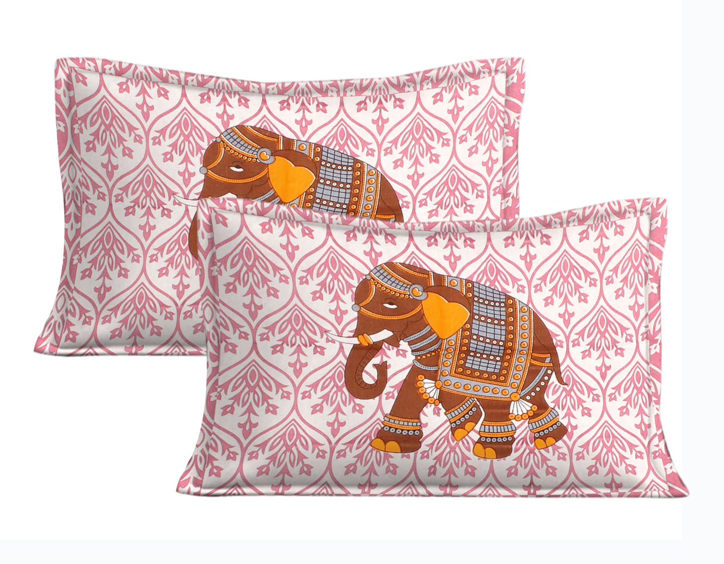 Cotton Double Jaipuri Prints Flat Bedsheet  With 2 Pillow Cover