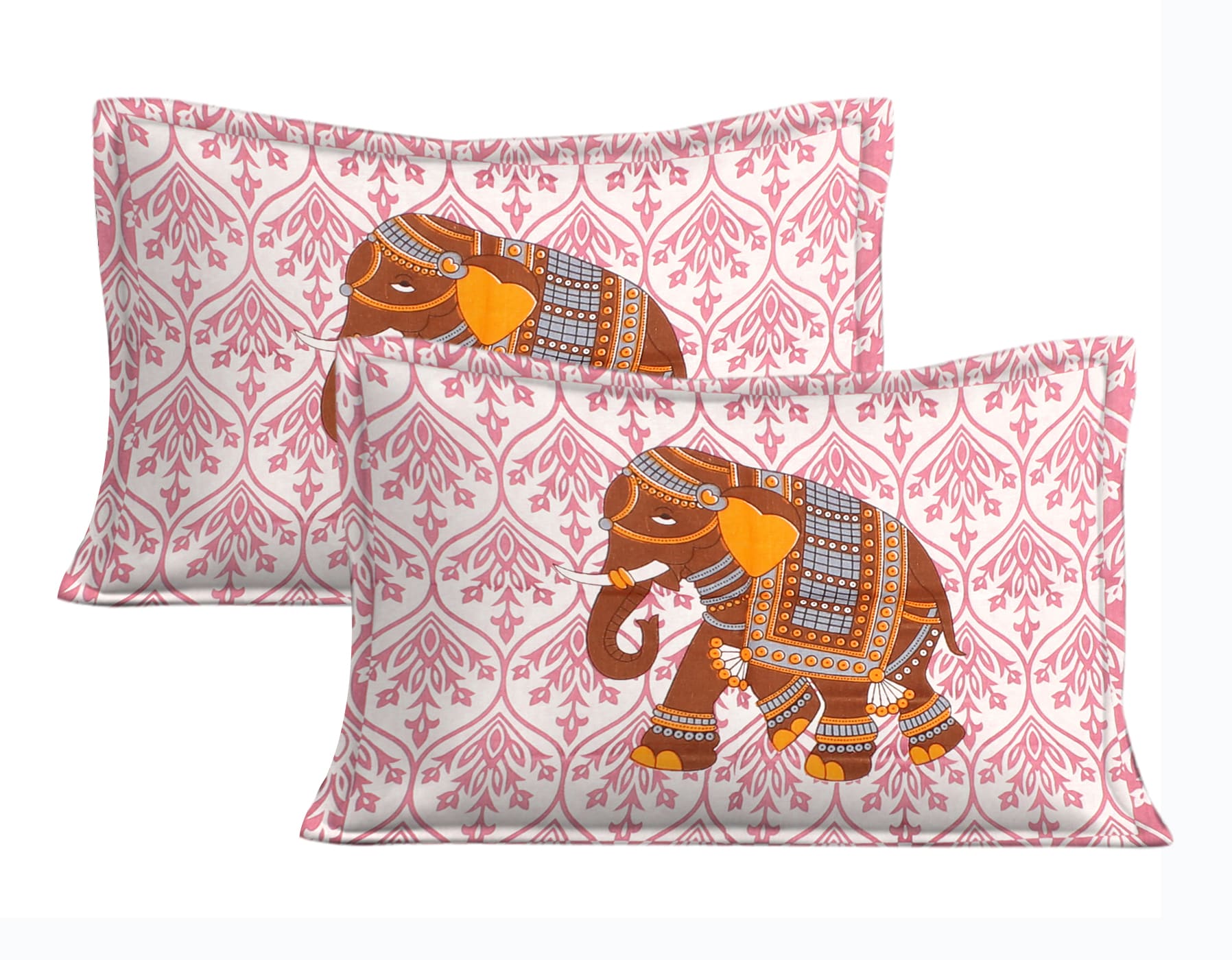Cotton Double Jaipuri Prints Flat Bedsheet  With 2 Pillow Cover