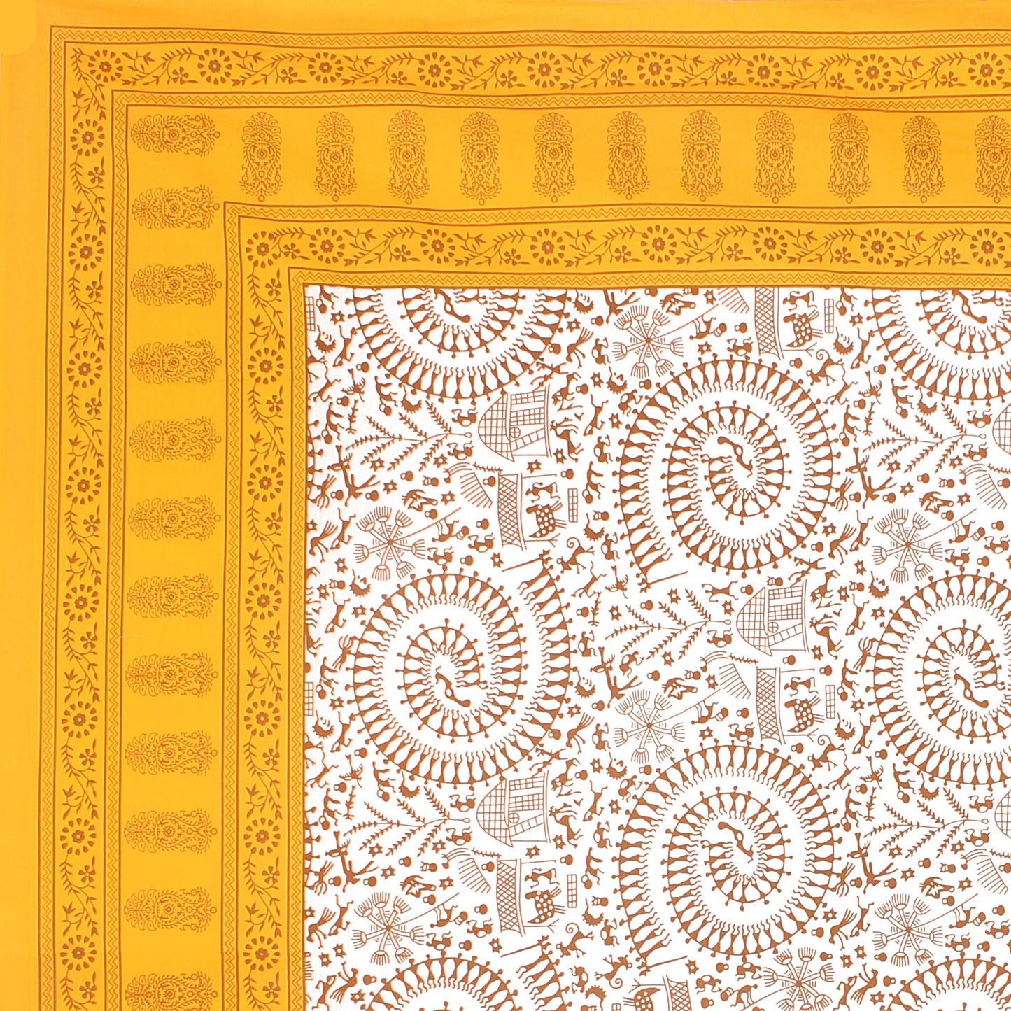 Cotton Double Jaipuri Prints Flat Bedsheet  With 2 Pillow Cover