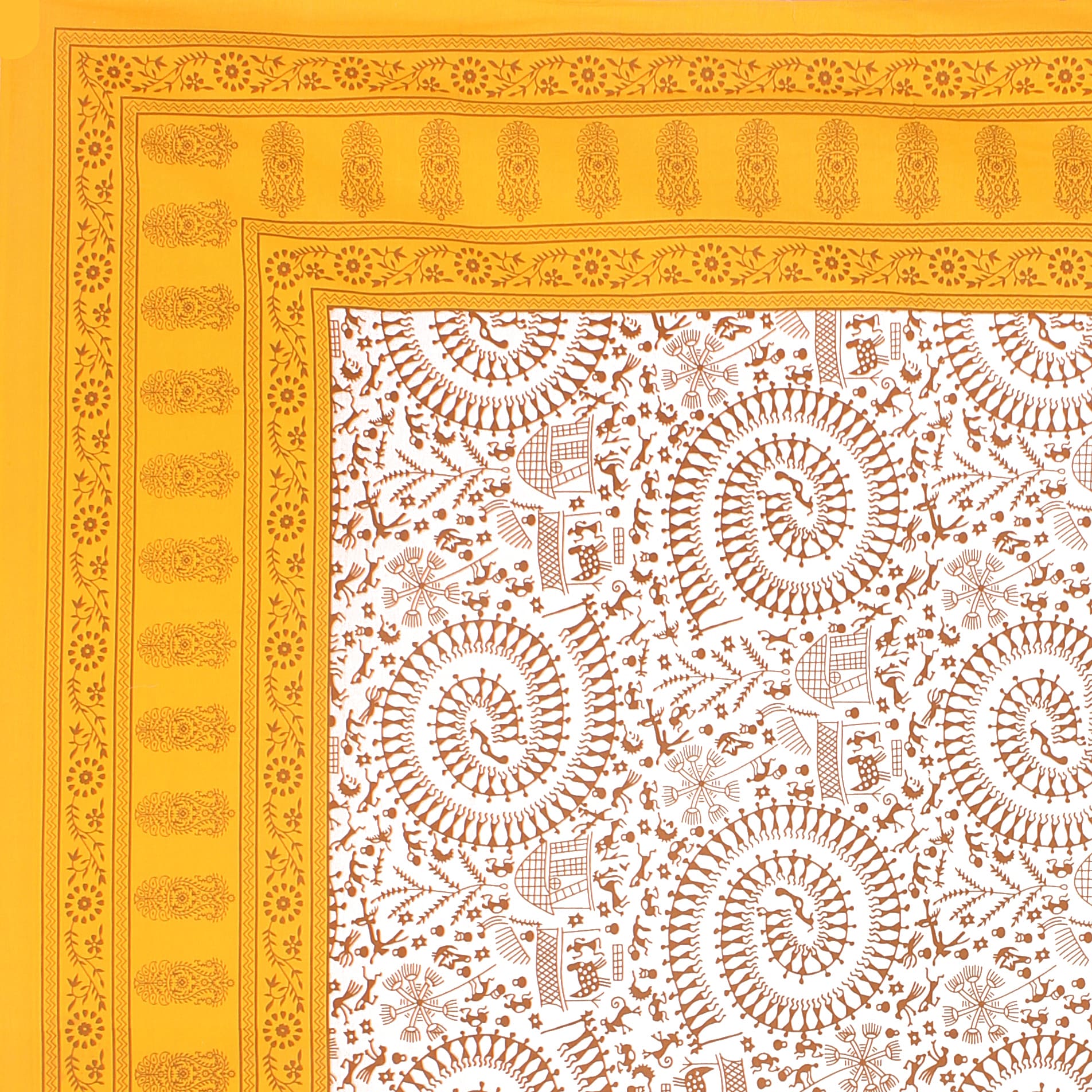 Cotton Double Jaipuri Prints Flat Bedsheet  With 2 Pillow Cover