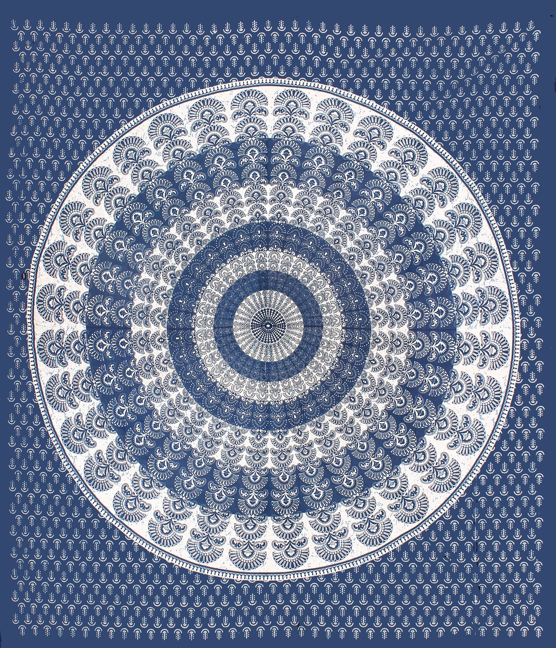 Cotton Double Jaipuri Prints Flat Bedsheet  (Pack of 1, BLUE)