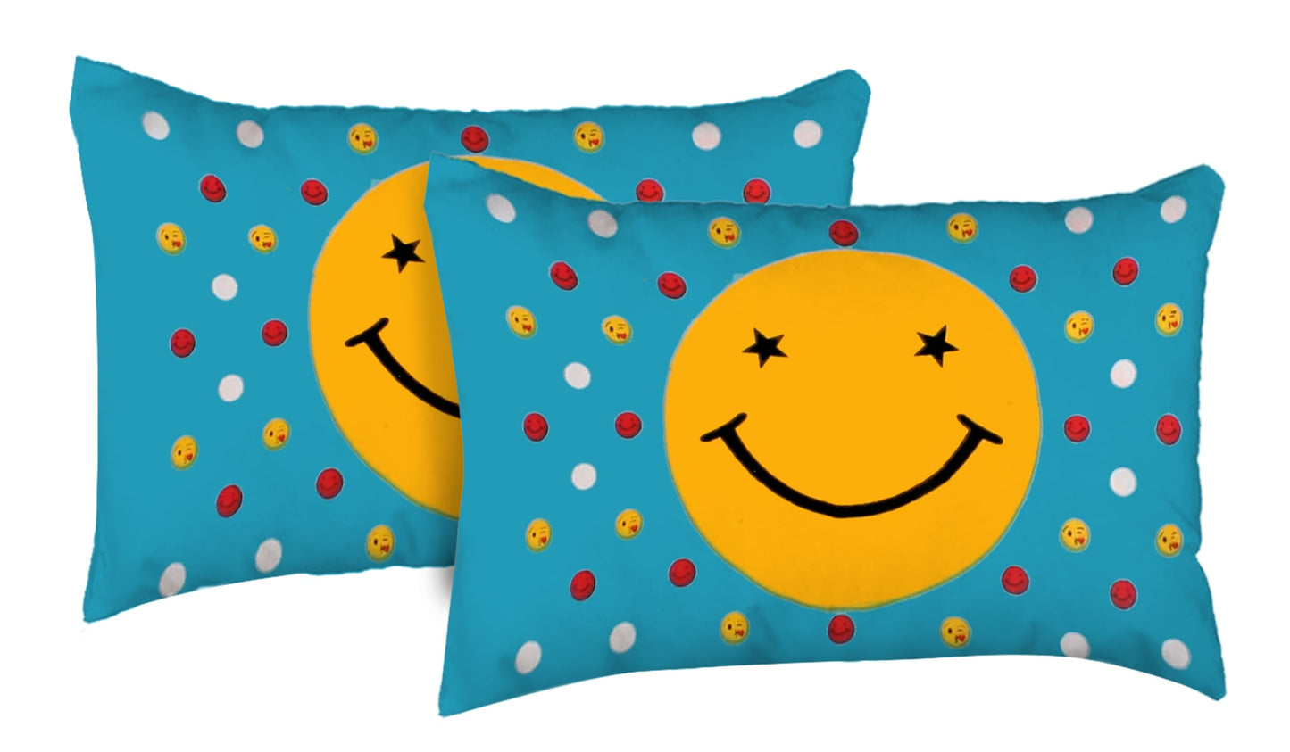 Cotton Double Smiley Prints Flat Bedsheet