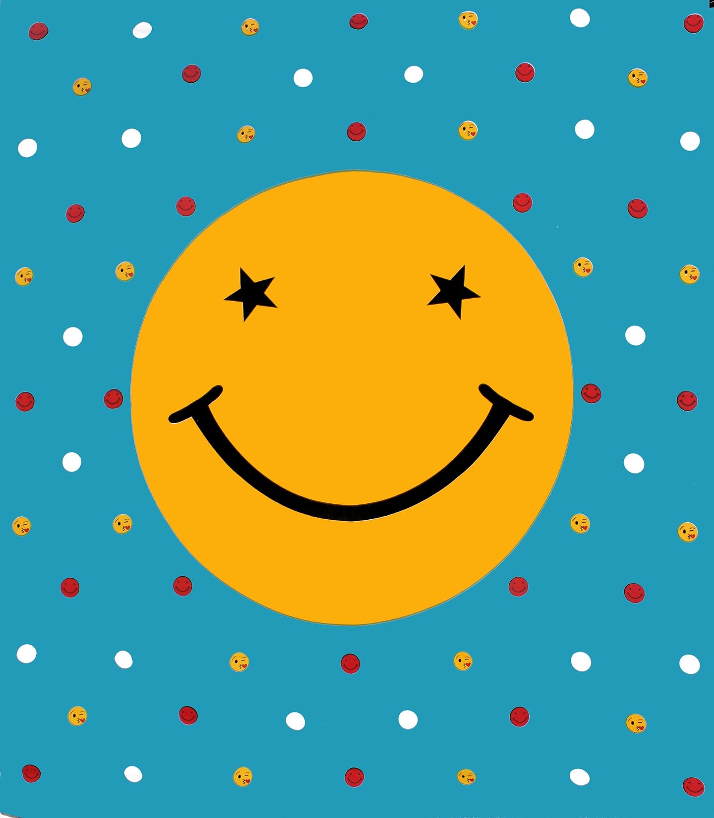 Cotton Double Smiley Prints Flat Bedsheet