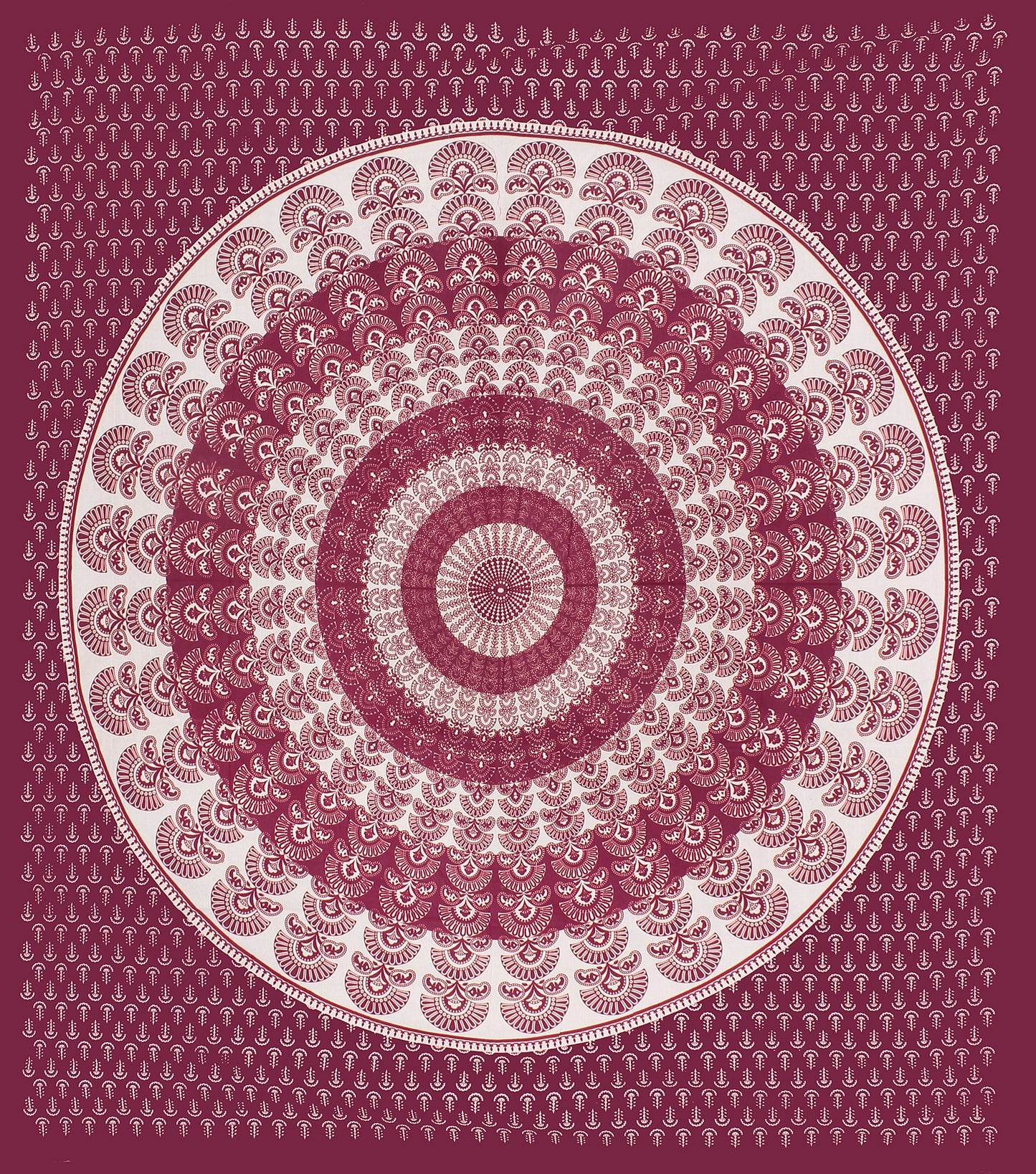 Cotton Double Jaipuri Prints Flat Bedsheet  (Pack of 1, MAROON)