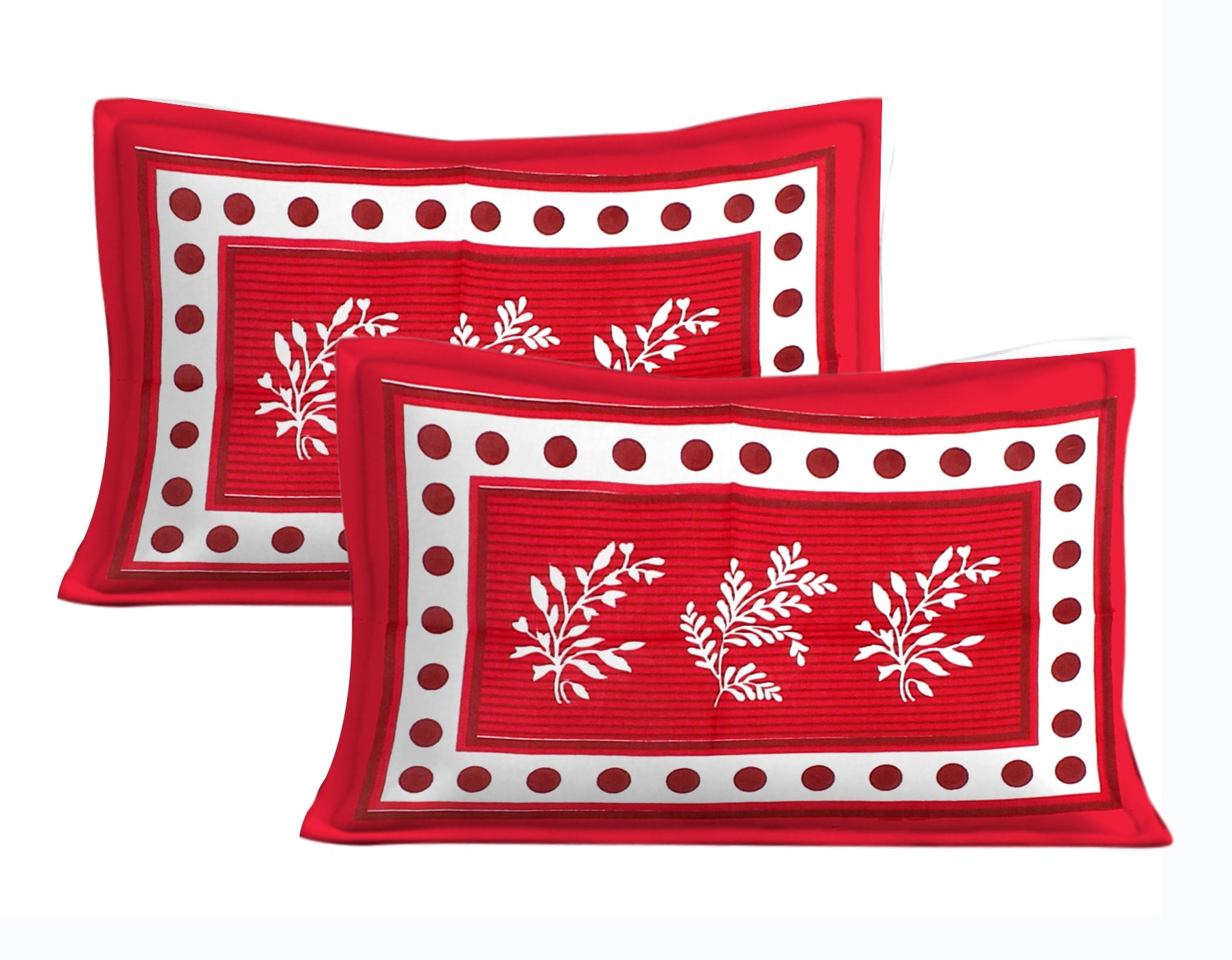 Cotton Double Jaipuri Prints Flat Bedsheet  (Pack of 1, RED)