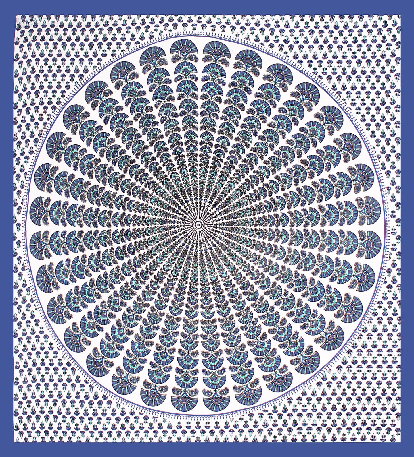 Cotton Double Floral Bedsheet  (Blue)