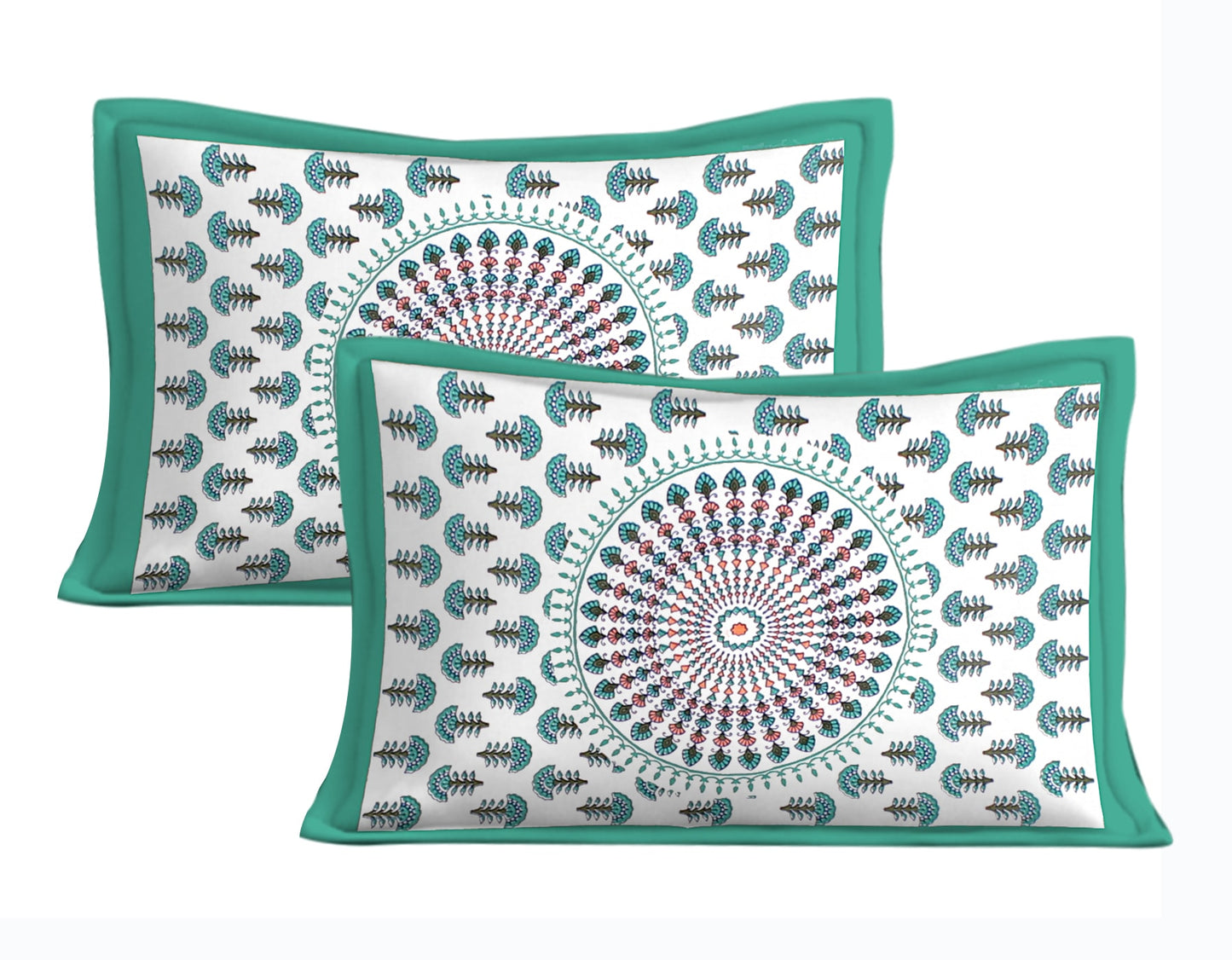 Cotton Double Floral Bedsheet  (Green)