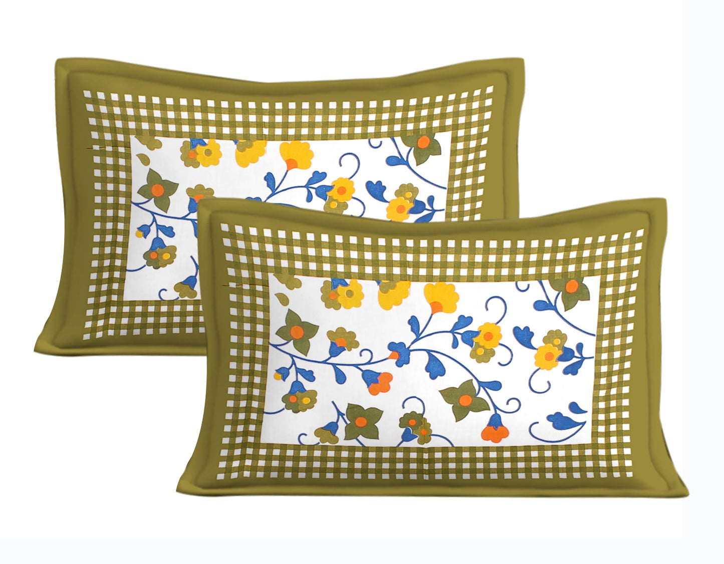 Cotton Double Floral Bedsheet  (Green)