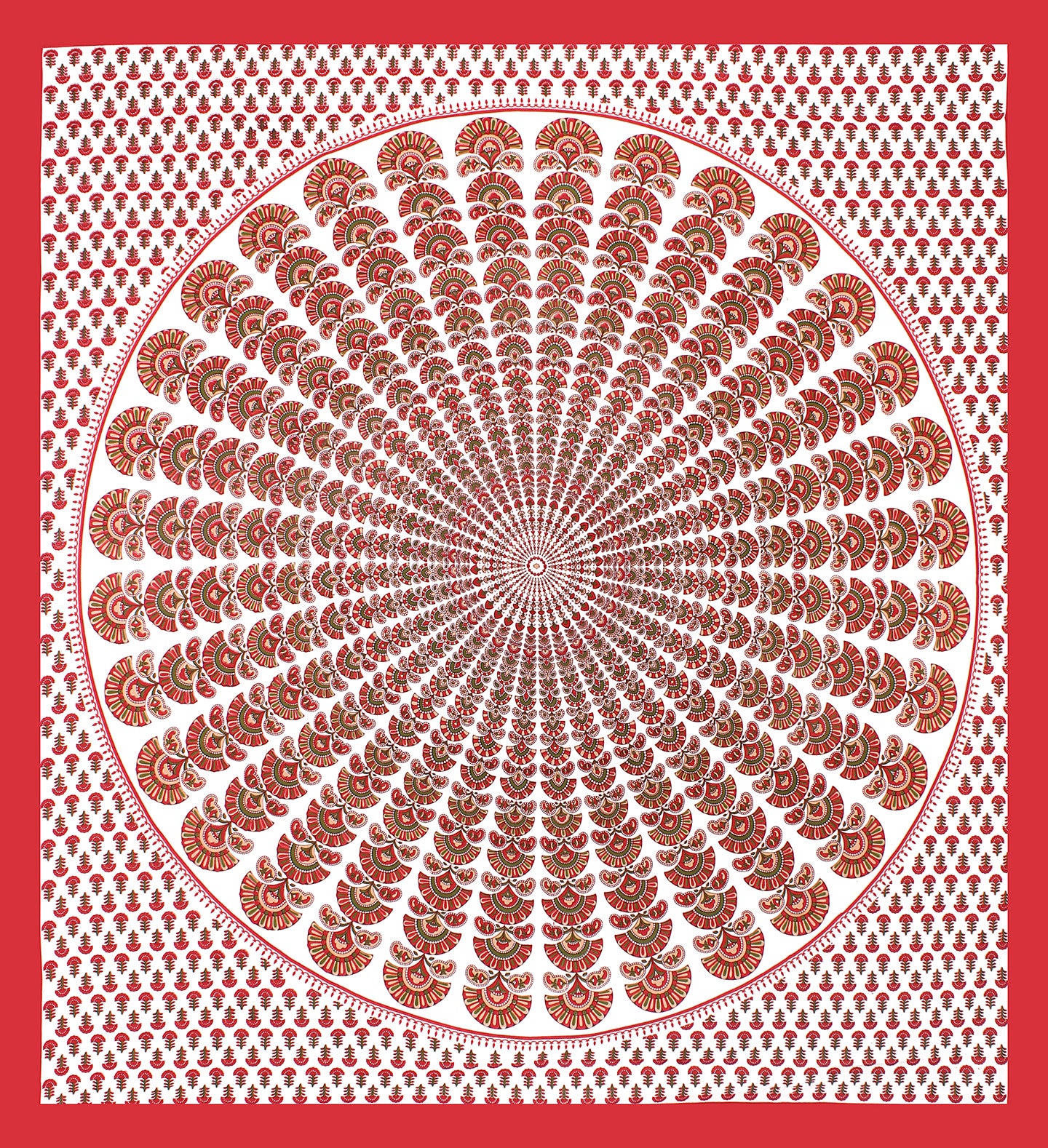 Cotton Double Floral Bedsheet  (Red)