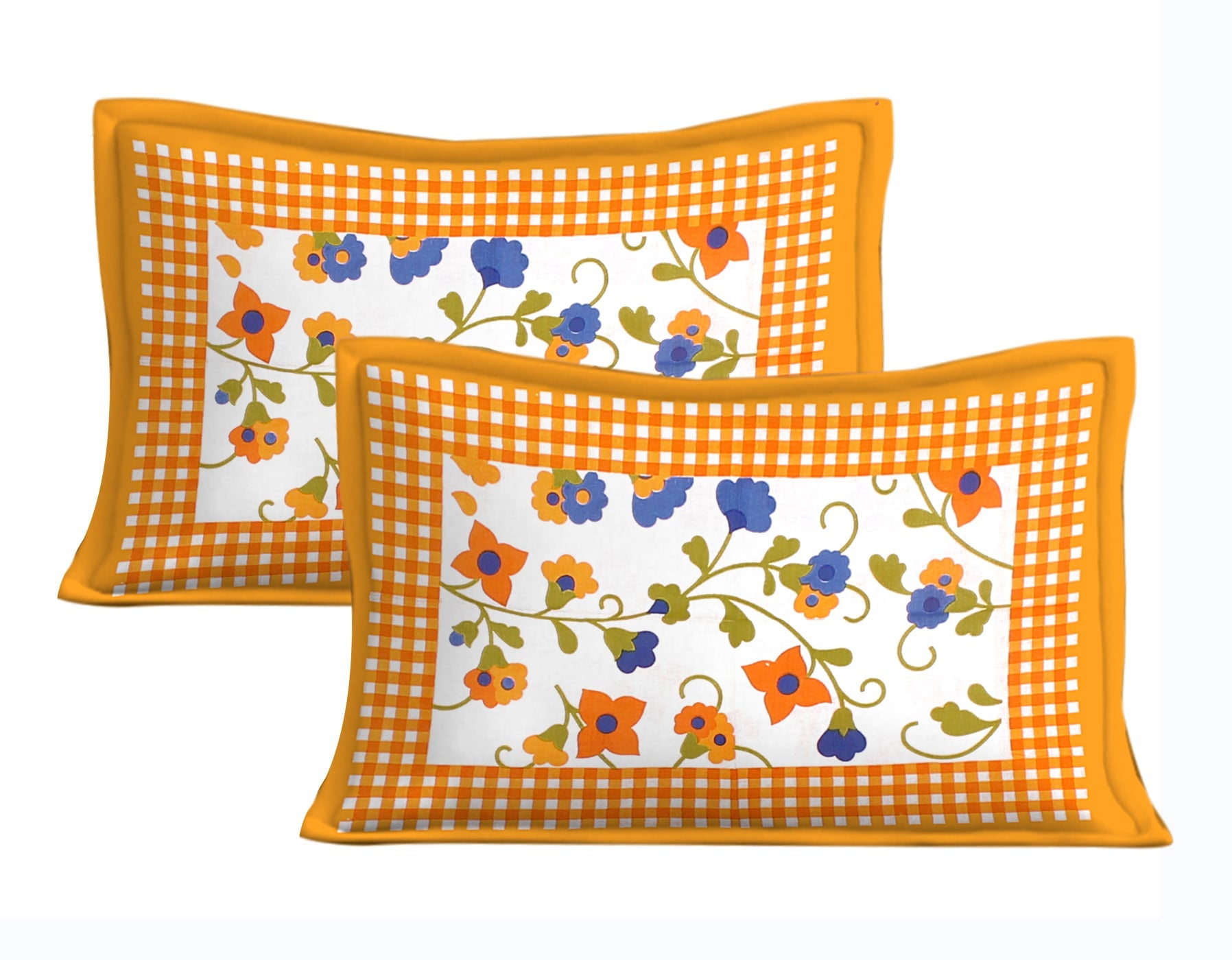 Cotton Double Floral Bedsheet  ( Yellow)