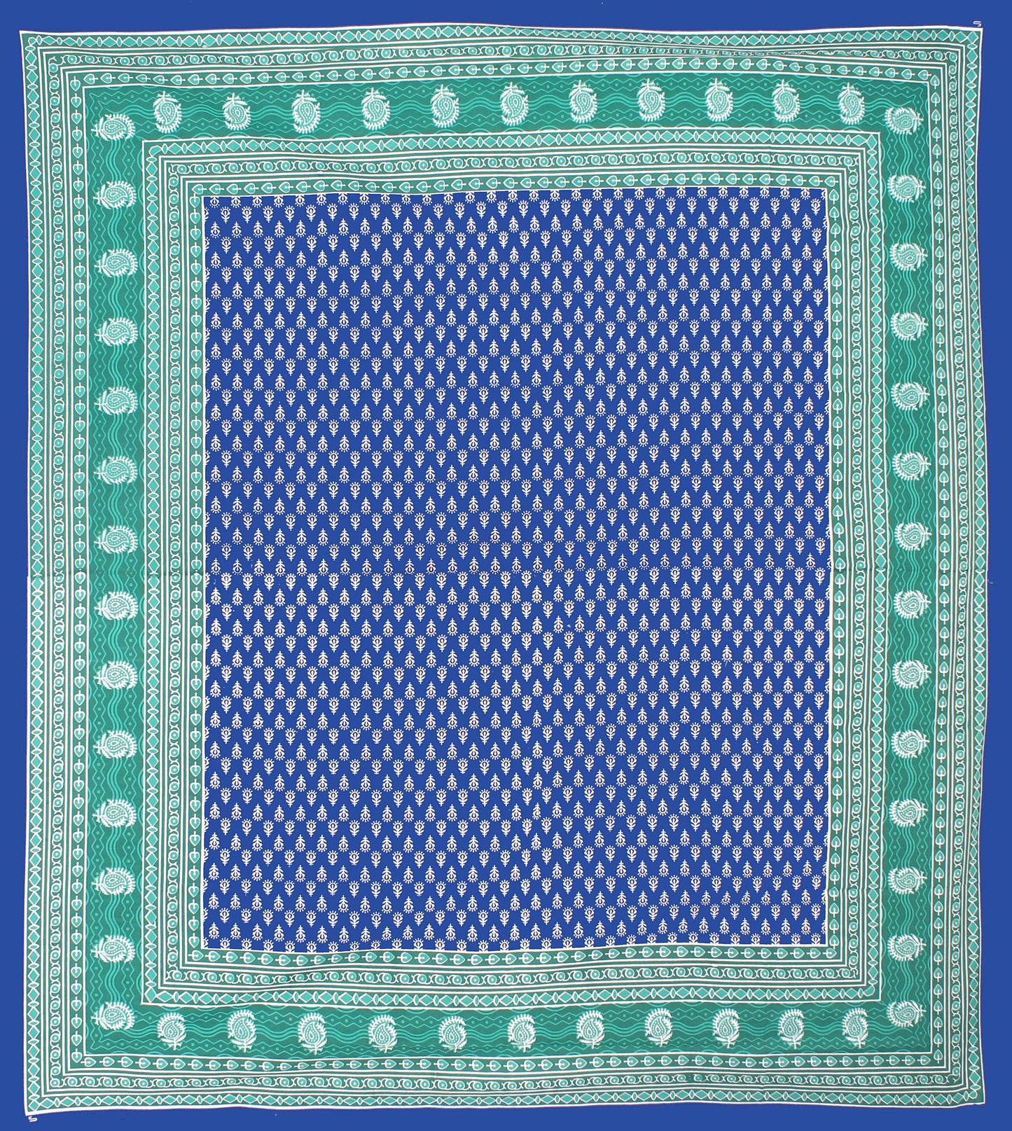 Cotton Double Printed Flat Bedsheet  (BLUE)