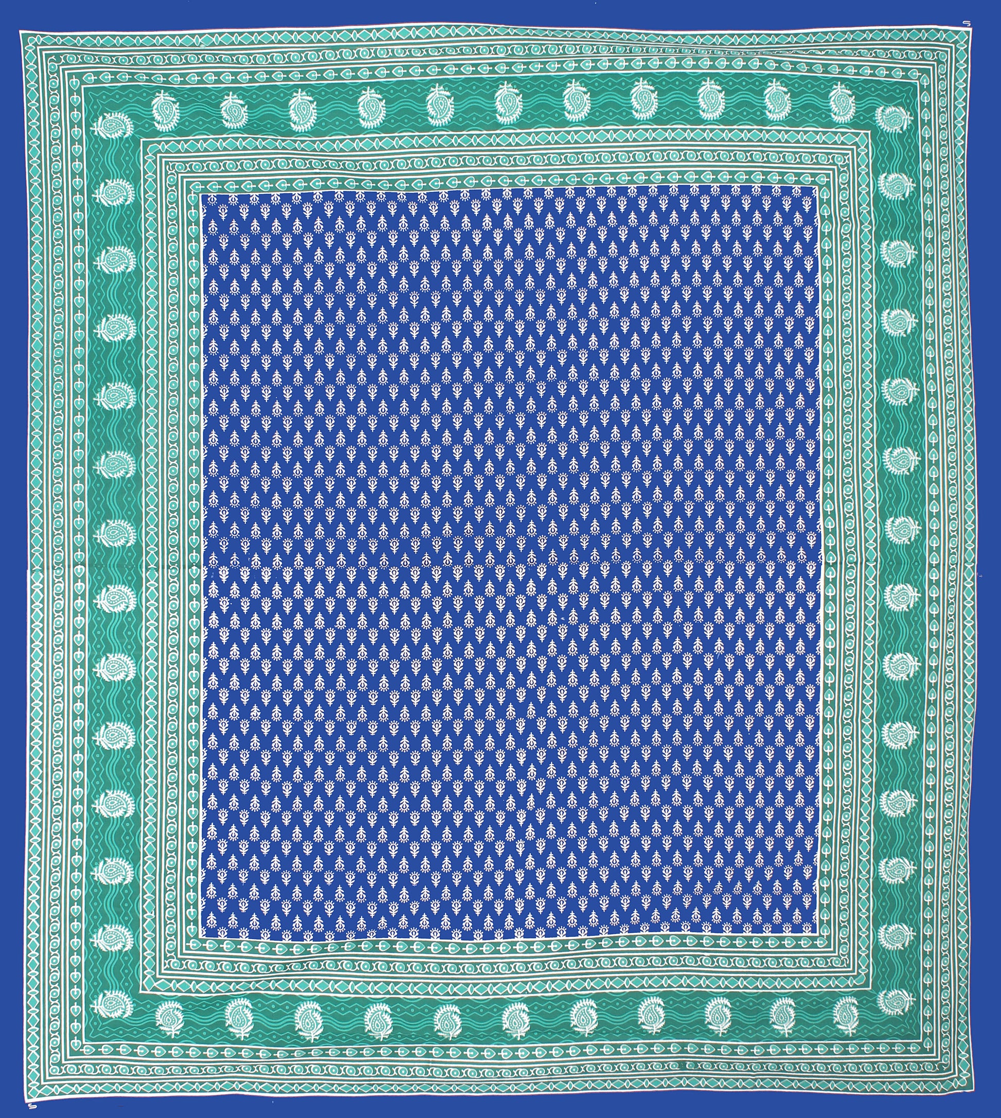 Cotton Double Printed Flat Bedsheet  (BLUE)