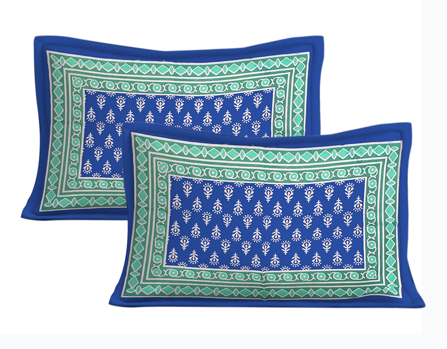 Cotton Double Printed Flat Bedsheet  (BLUE)