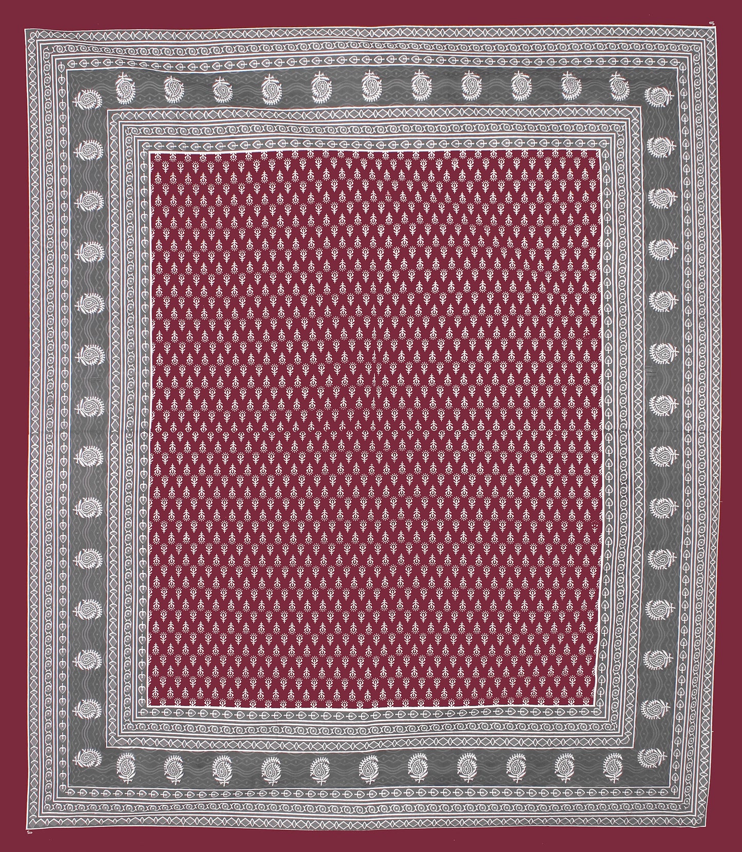 Cotton Double Printed Flat Bedsheet  (MAROON)