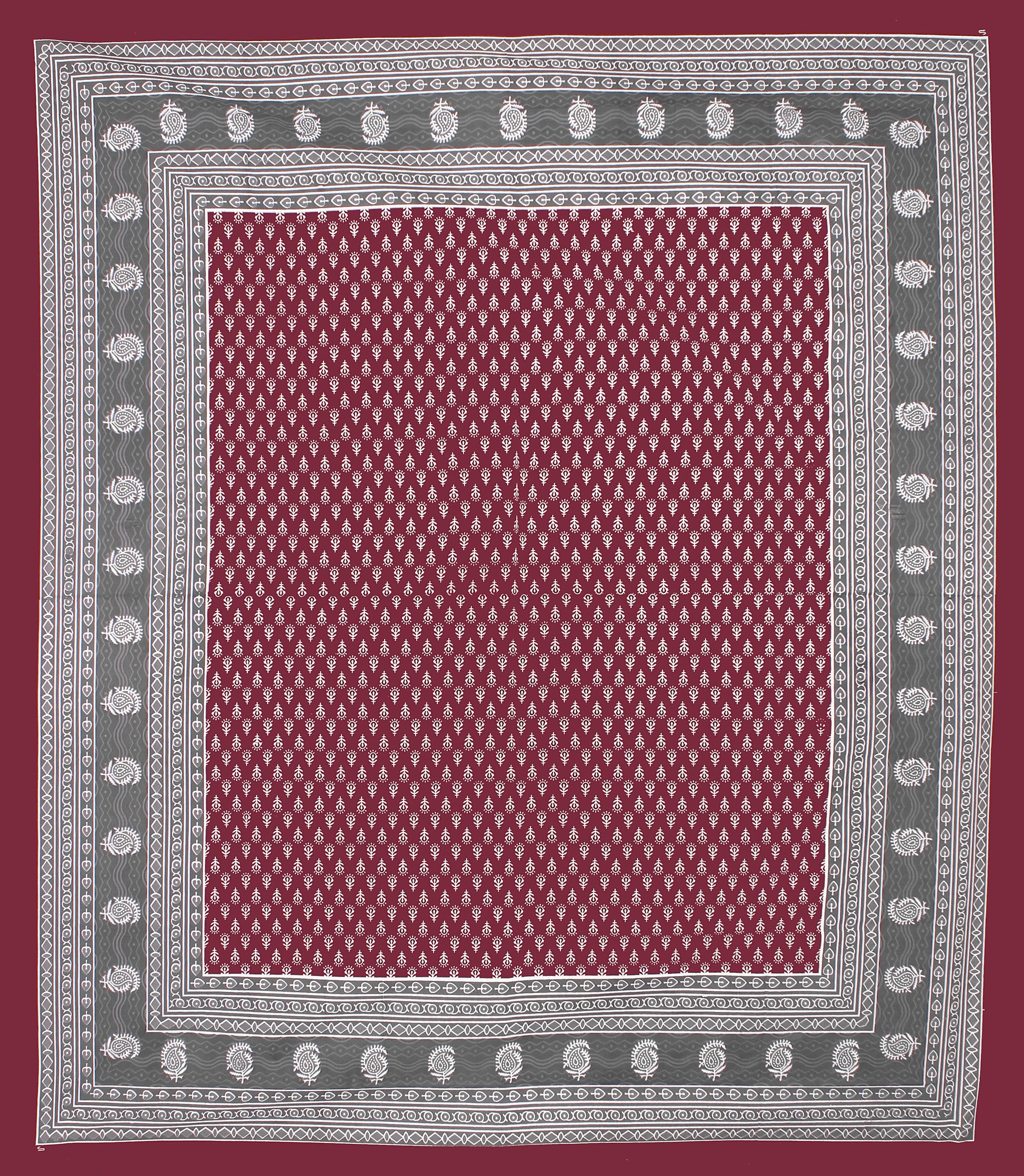 Cotton Double Printed Flat Bedsheet  (MAROON)
