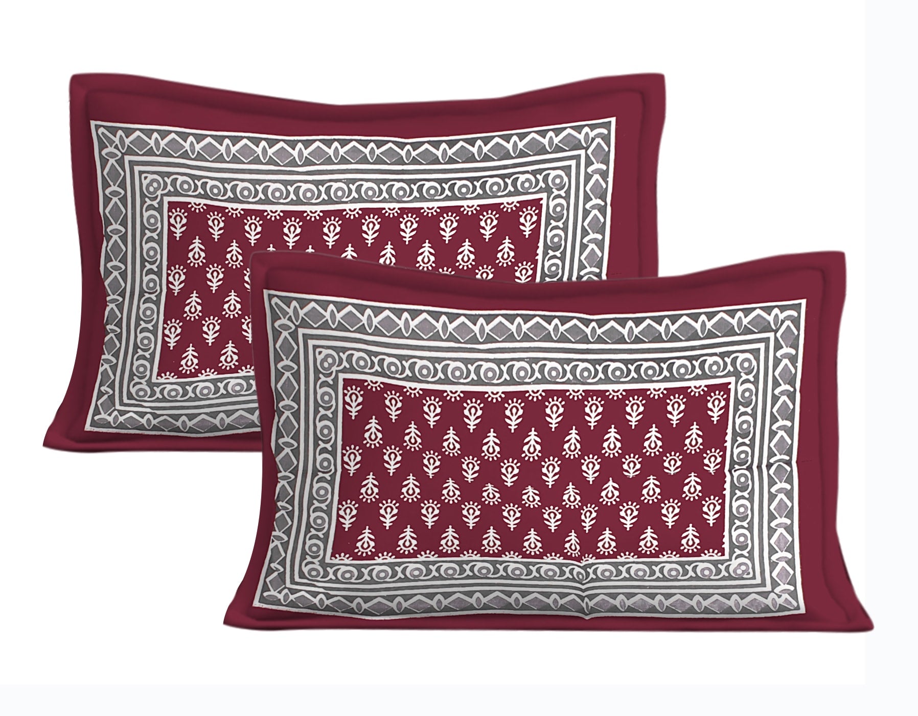 Cotton Double Printed Flat Bedsheet  (MAROON)