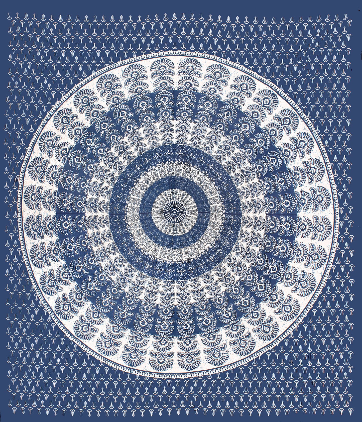 Cotton Double Printed Flat Bedsheet  (Pack of 1, Blue)