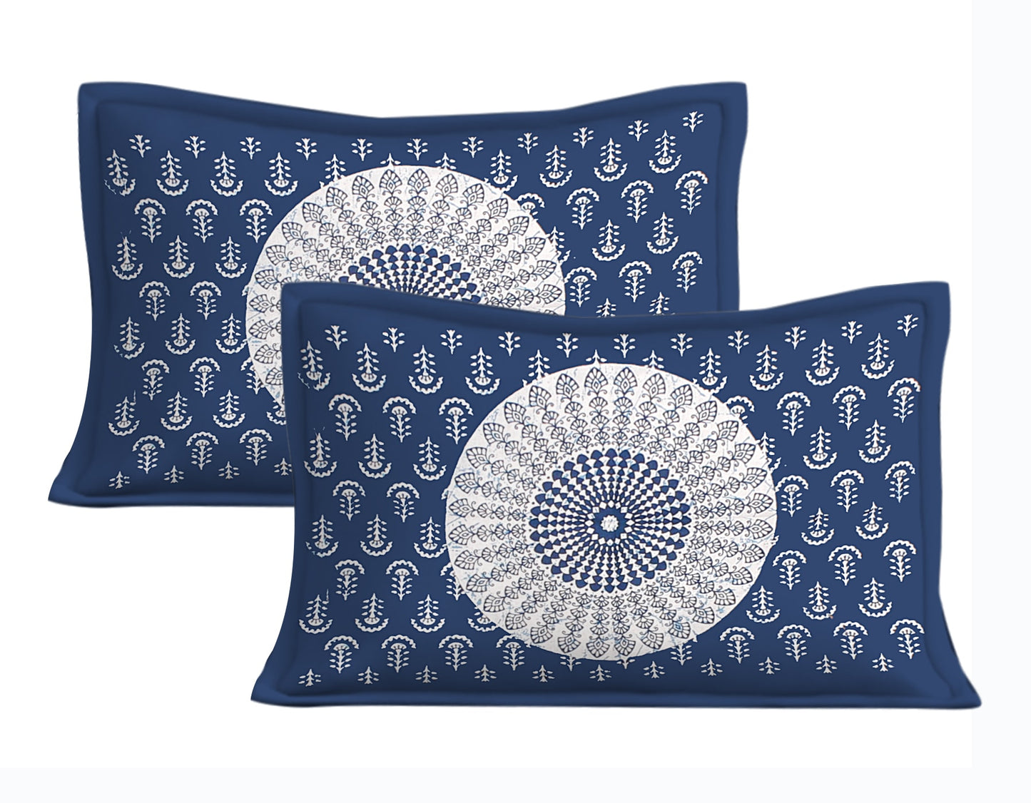 Cotton Double Printed Flat Bedsheet  (Pack of 1, Blue)