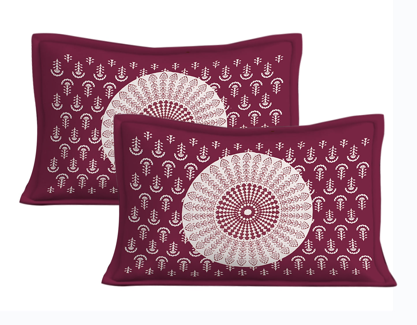Cotton Double Printed Flat Bedsheet  (Pack of 1, Mroon)