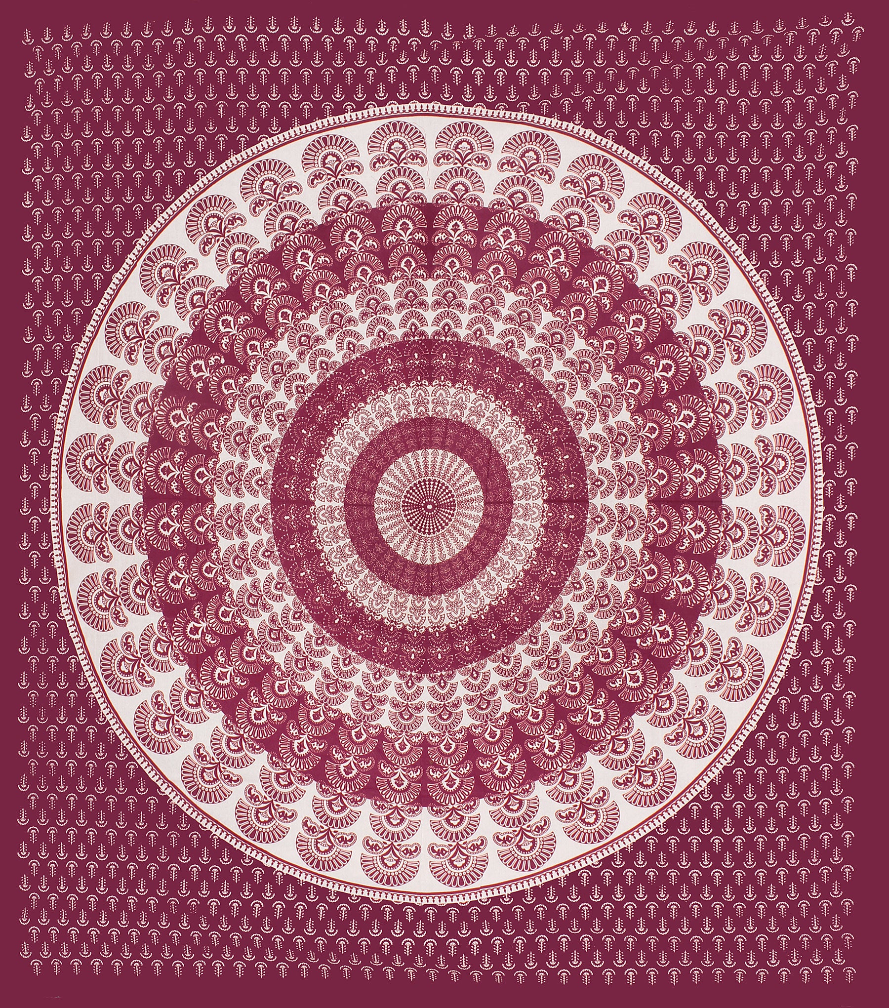 Cotton Double Printed Flat Bedsheet  (Pack of 1, Mroon)