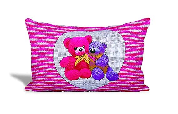 Teddy Cartoon Print Double Bed Sheet with 2 Matching Pillow Covers, Kids Bedsheet, Cartoon Bedsheet for Your Child  (Pack of 1, PINK)