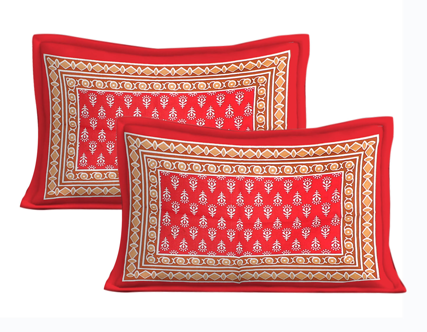 Cotton Double Printed Flat Bedsheet  (RED)