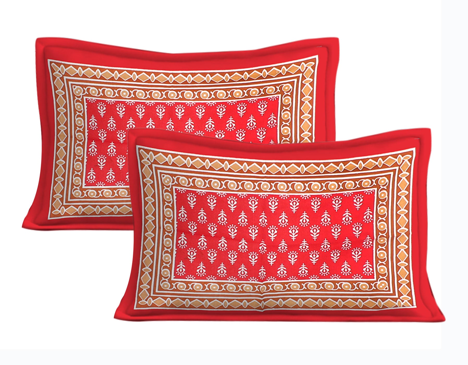 Cotton Double Printed Flat Bedsheet  (RED)