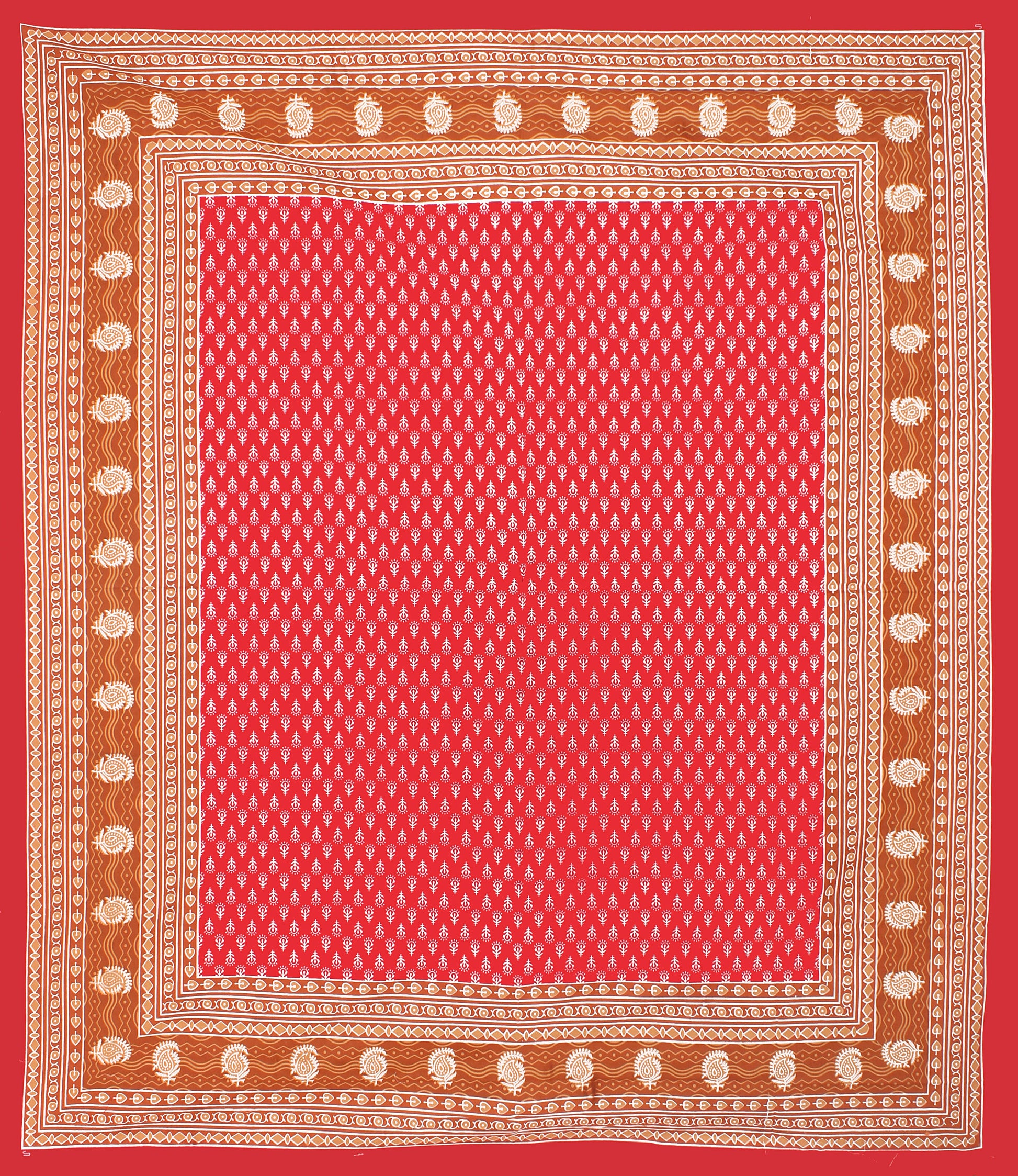 Cotton Double Printed Flat Bedsheet  (RED)