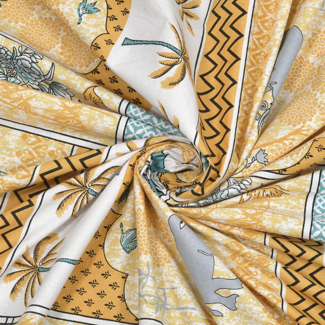 Cotton Jaipuri Diwan Size  Bedsheet With 2 Zipper Pillow Cover (Size 70*100)