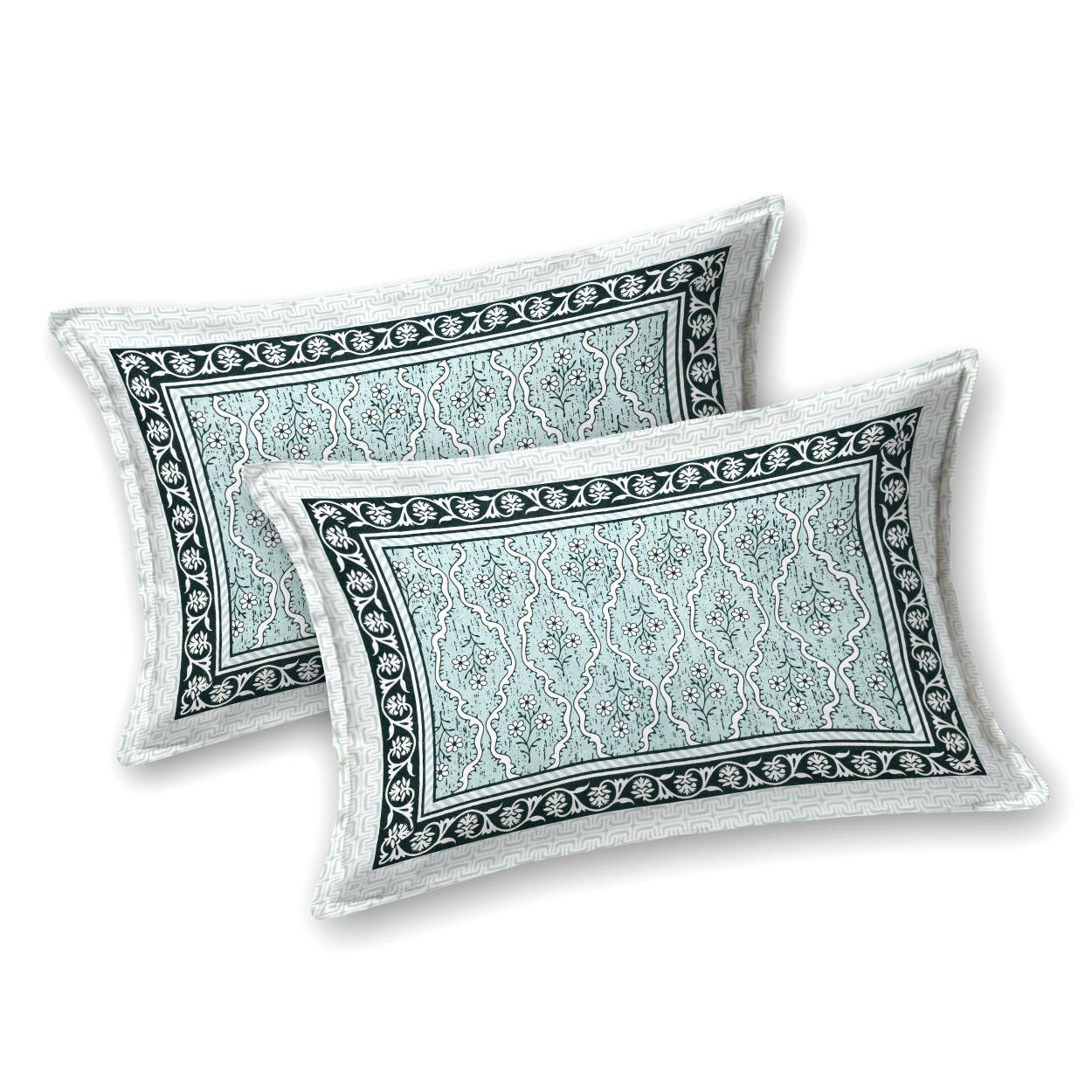 Cotton Jaipuri Diwan Size  Bedsheet With 2 Zipper Pillow Cover (Size 70*100)