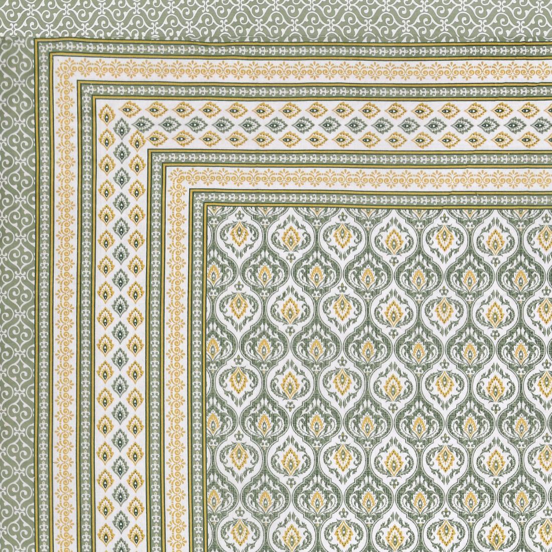 Cotton Jaipuri Diwan Size  Bedsheet With 2 Zipper Pillow Cover (Size 70*100)