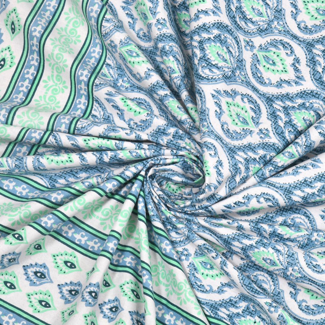 Cotton Jaipuri Diwan Size  Bedsheet With 2 Zipper Pillow Cover (Size 70*100)