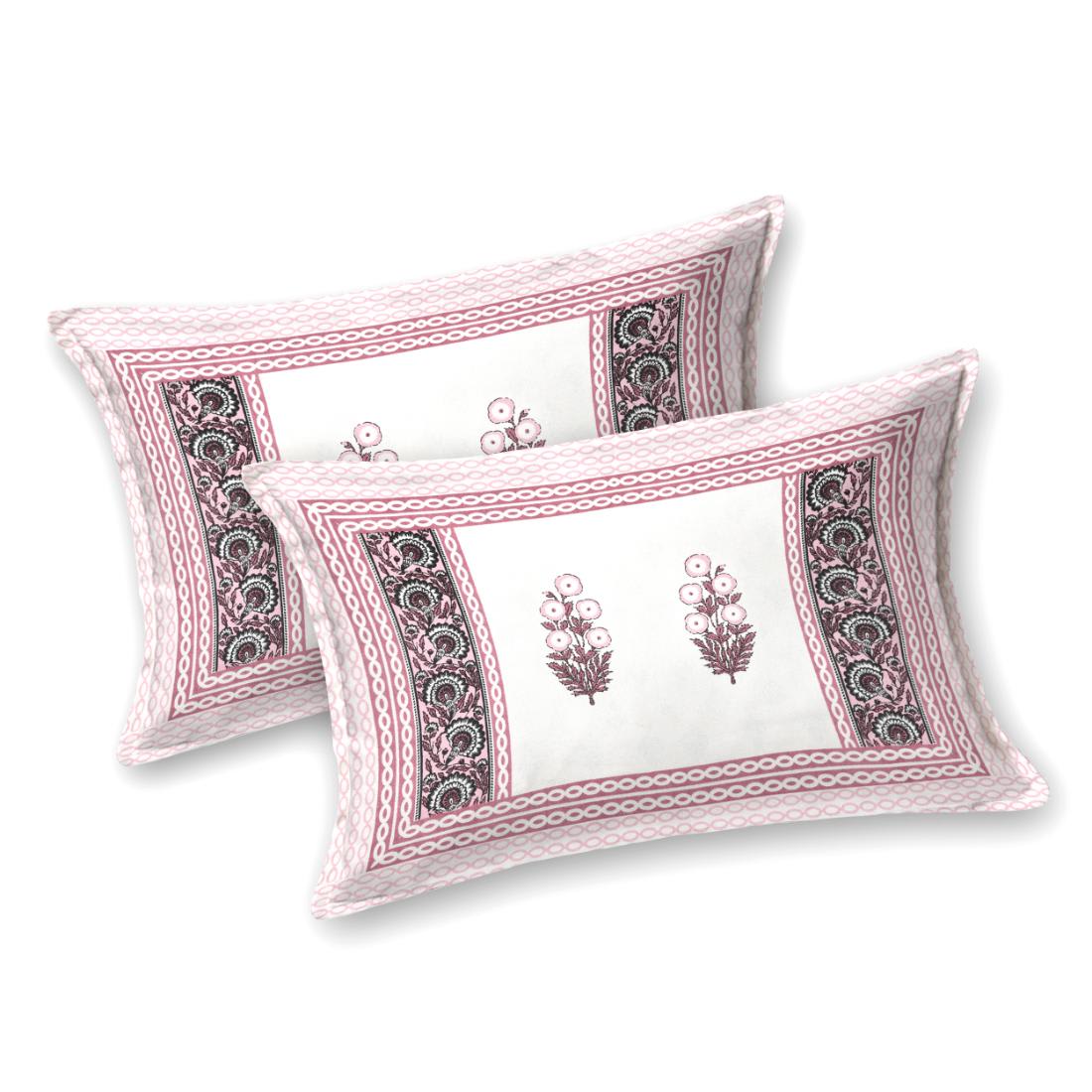 Cotton Jaipuri Diwan Size  Bedsheet With 2 Zipper Pillow Cover (Size 70*100)