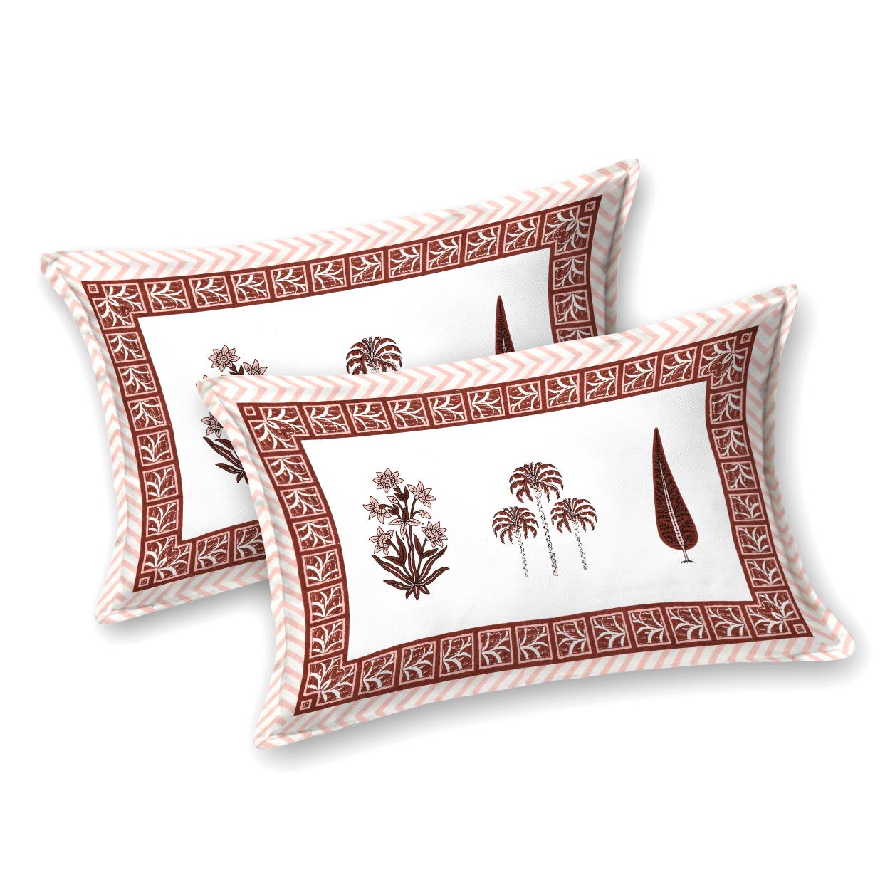 Cotton Jaipuri Diwan Size  Bedsheet With 2 Zipper Pillow Cover (Size 70*100)