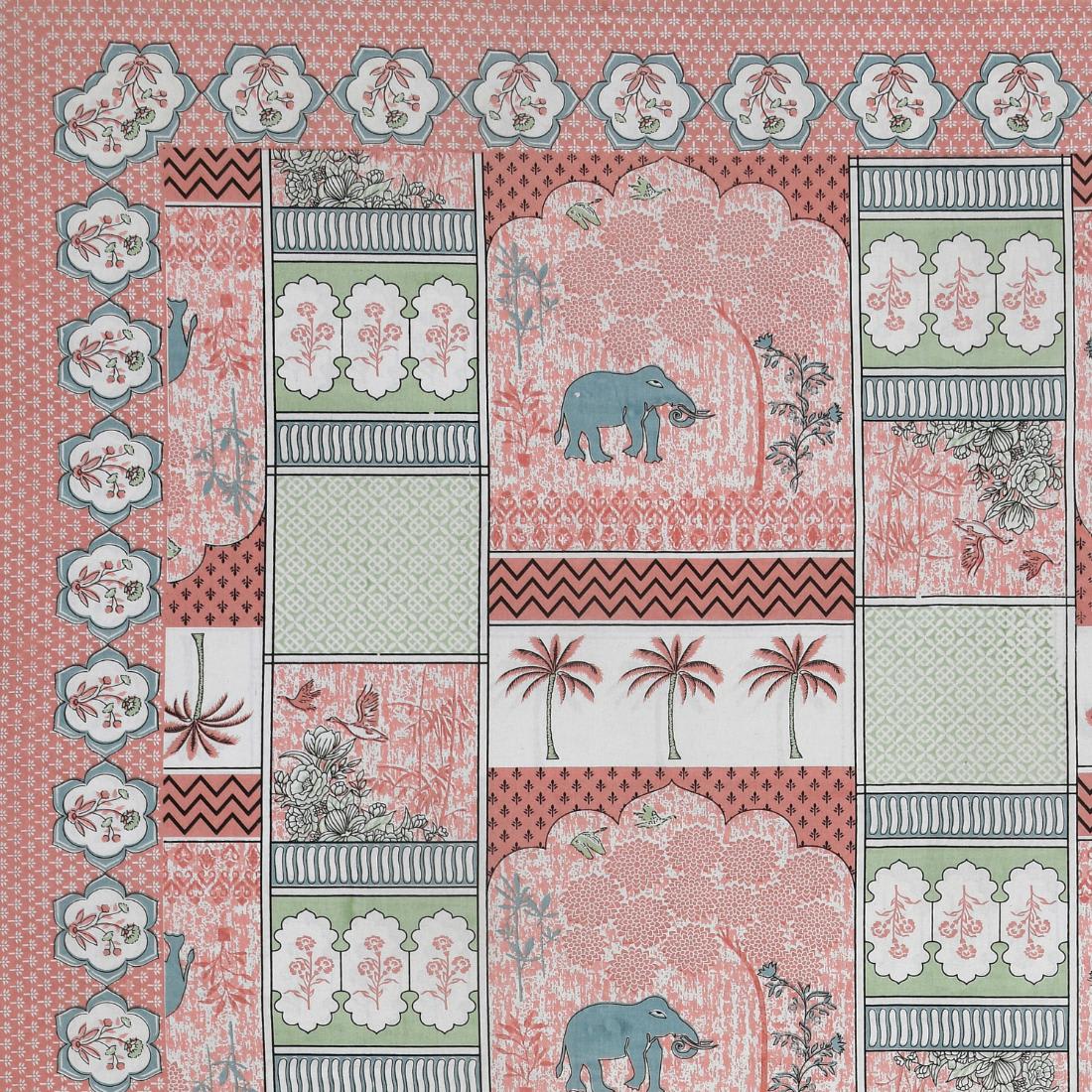 Cotton Jaipuri Diwan Size  Bedsheet With 2 Zipper Pillow Cover (Size 70*100)