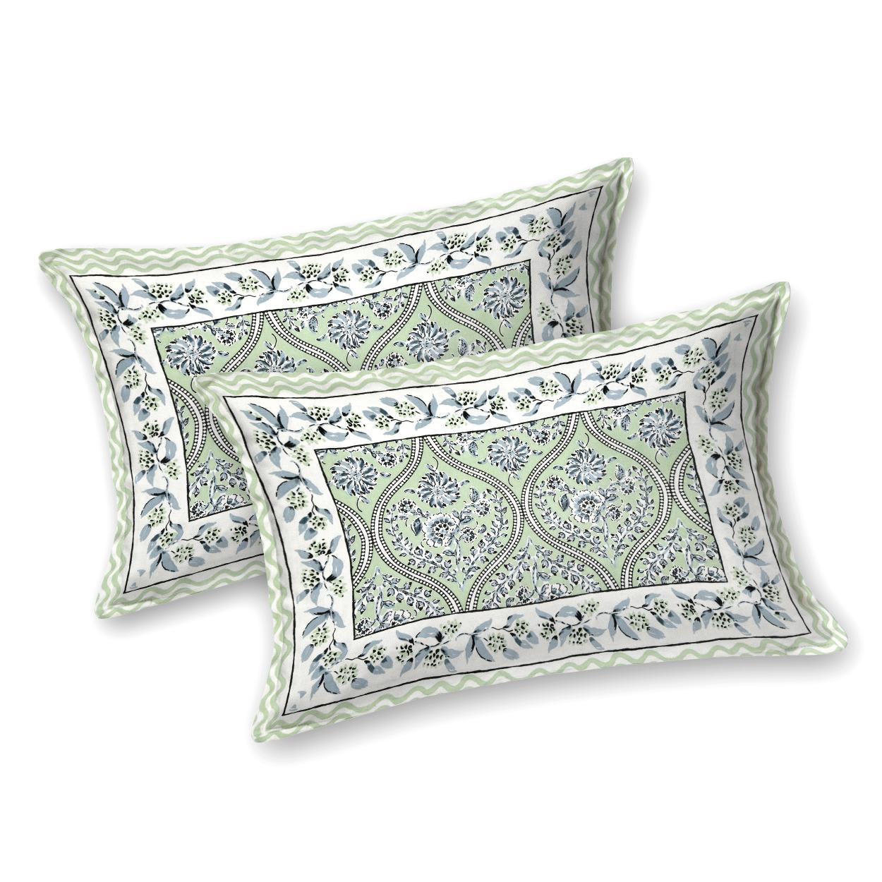 Cotton Jaipuri Diwan Size  Bedsheet With 2 Zipper Pillow Cover (Size 70*100)