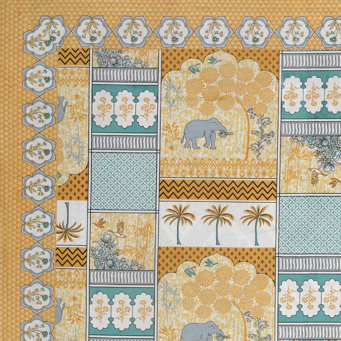 Cotton Jaipuri Diwan Size  Bedsheet With 2 Zipper Pillow Cover (Size 70*100)