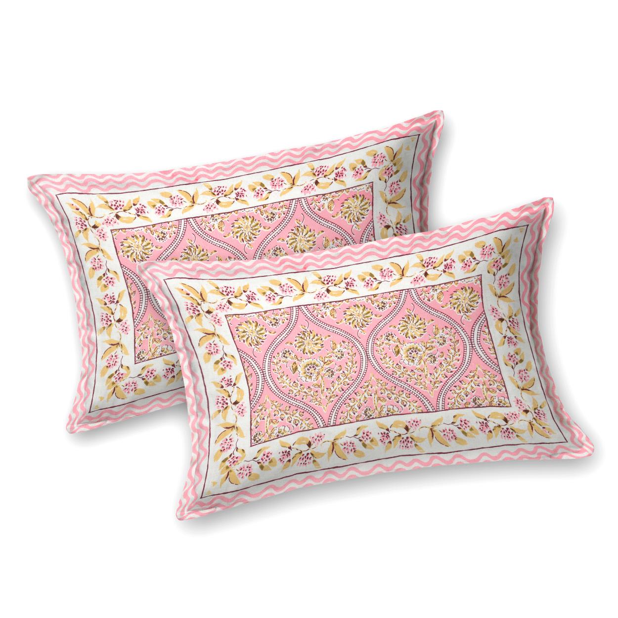 Cotton Jaipuri Diwan Size  Bedsheet With 2 Zipper Pillow Cover (Size 70*100)