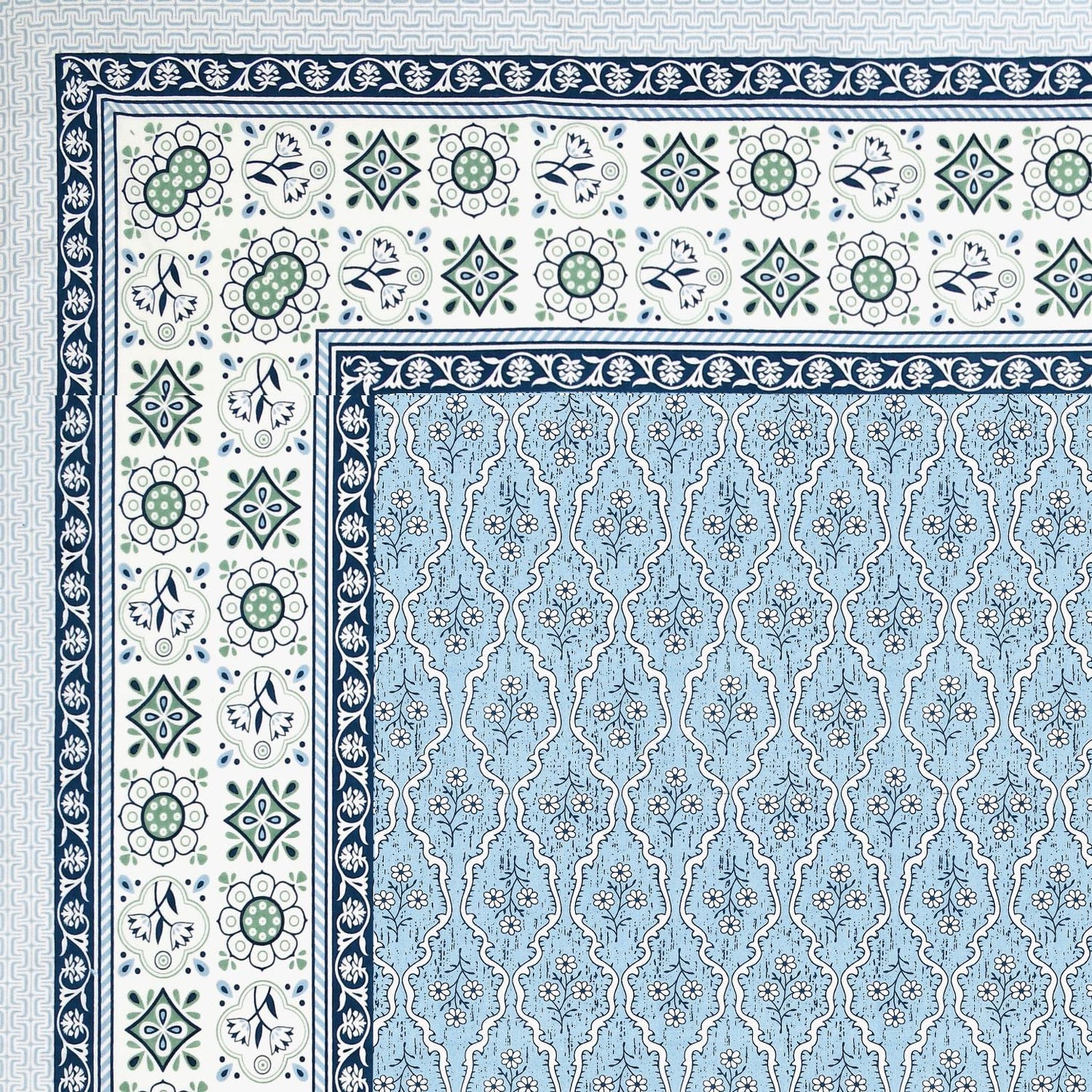 Cotton Jaipuri Diwan Size  Bedsheet With 2 Zipper Pillow Cover (Size 70*100)