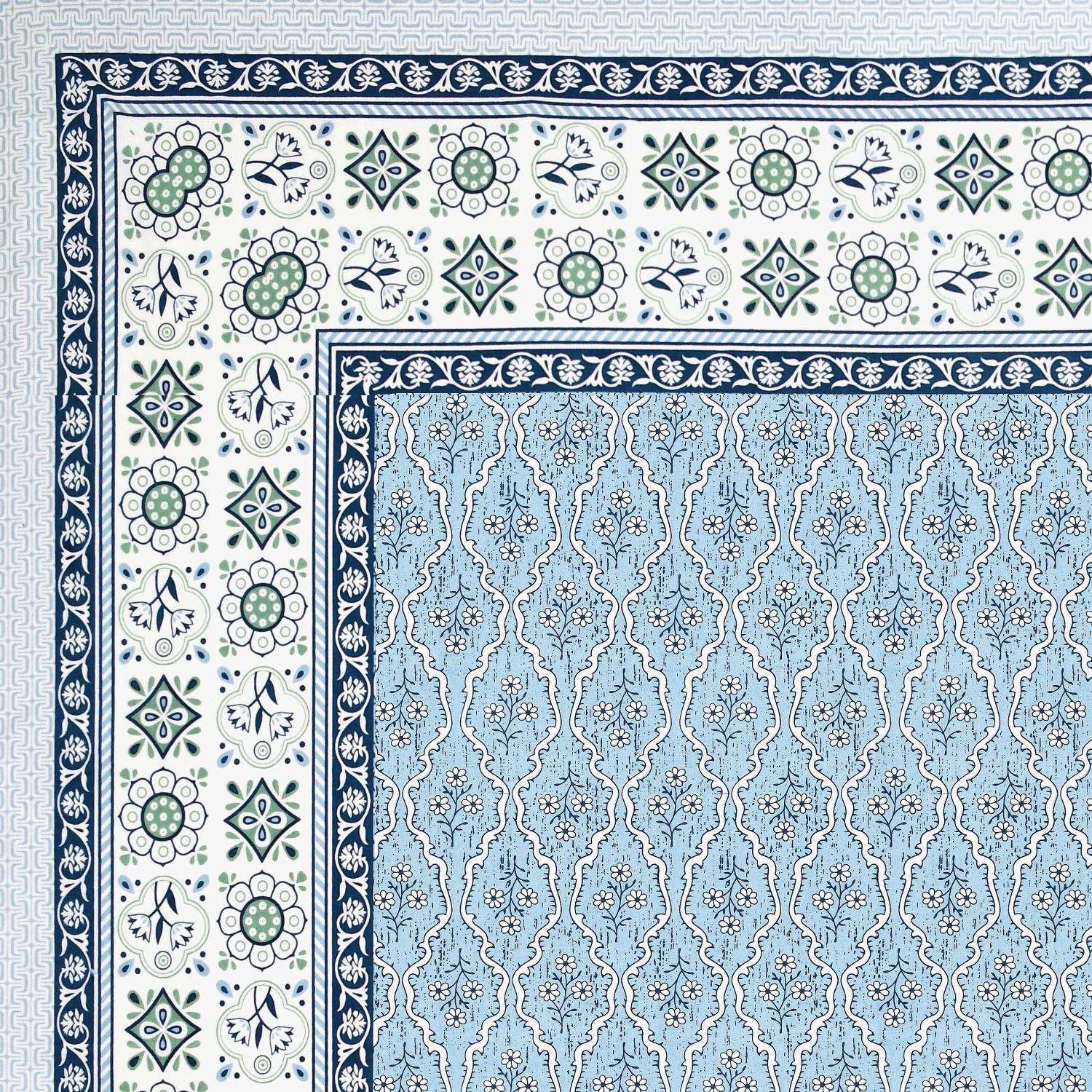 Cotton Jaipuri Diwan Size  Bedsheet With 2 Zipper Pillow Cover (Size 70*100)