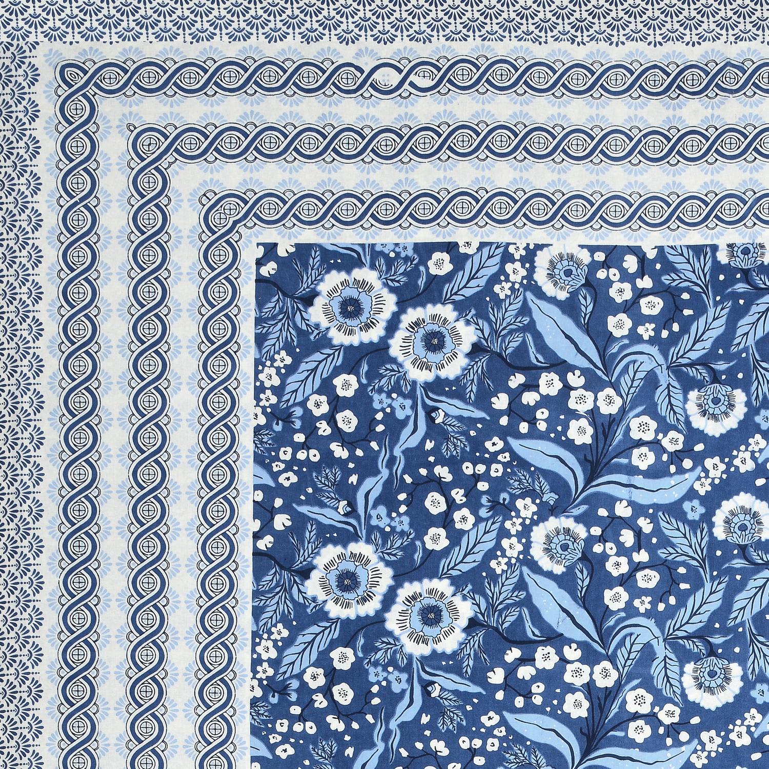 Cotton Jaipuri Diwan Size  Bedsheet With 2 Zipper Pillow Cover (Size 70*100)