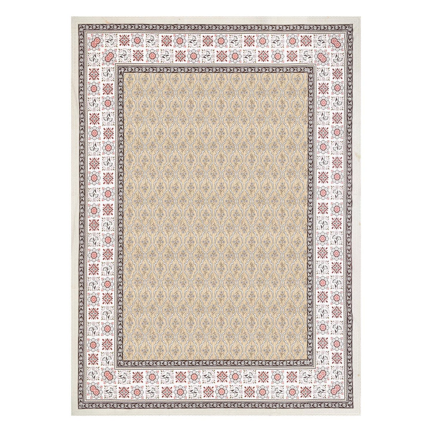 Cotton Jaipuri Diwan Size  Bedsheet With 2 Zipper Pillow Cover (Size 70*100)